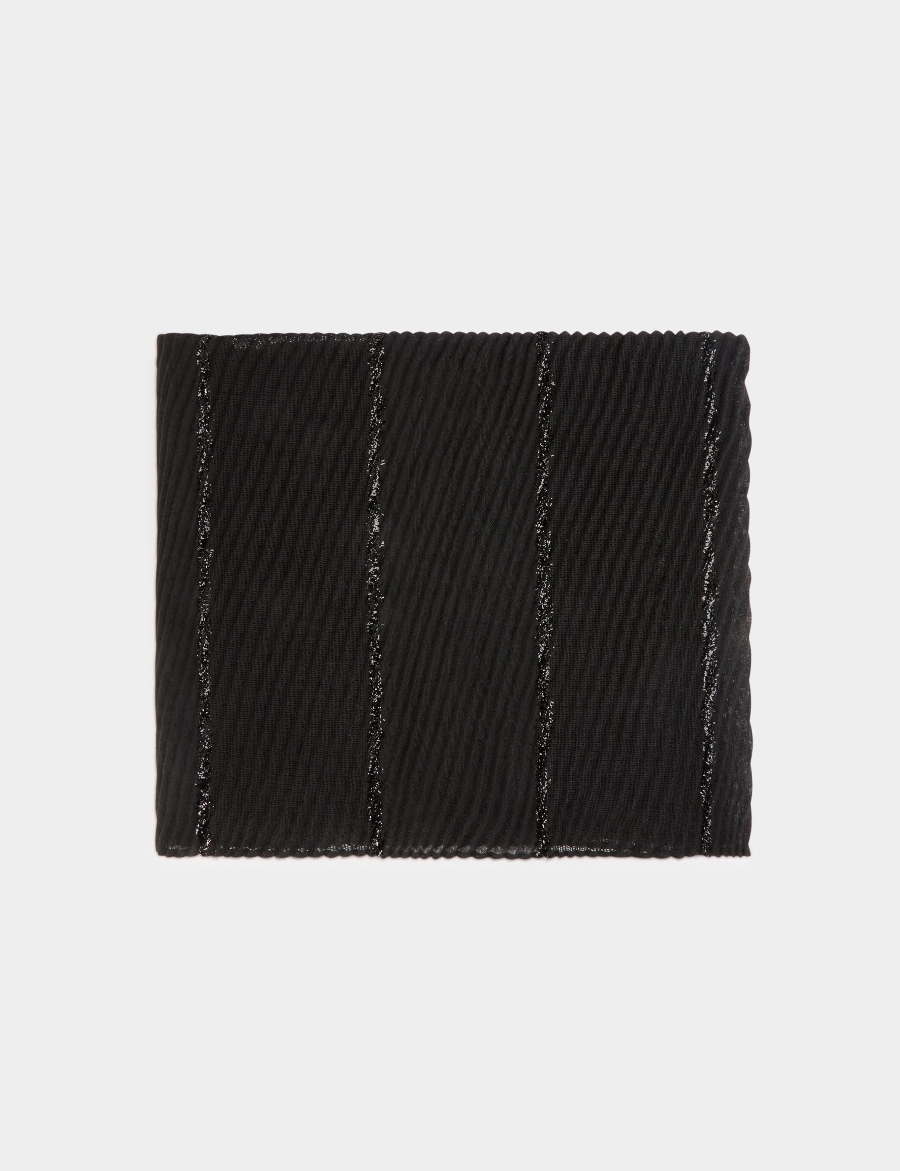 Foulard plissé métallisé noir femme