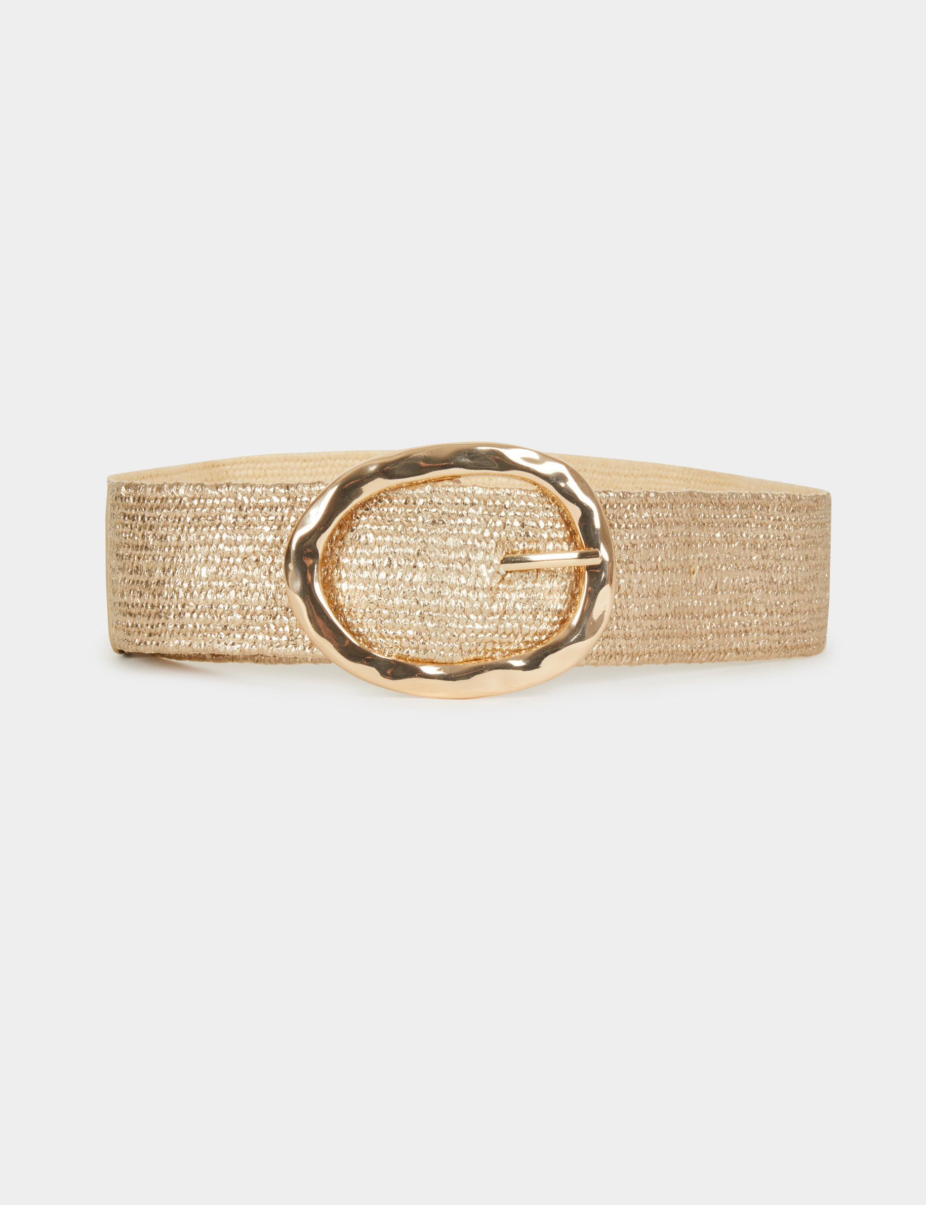 Ceinture large paille jaune or femme