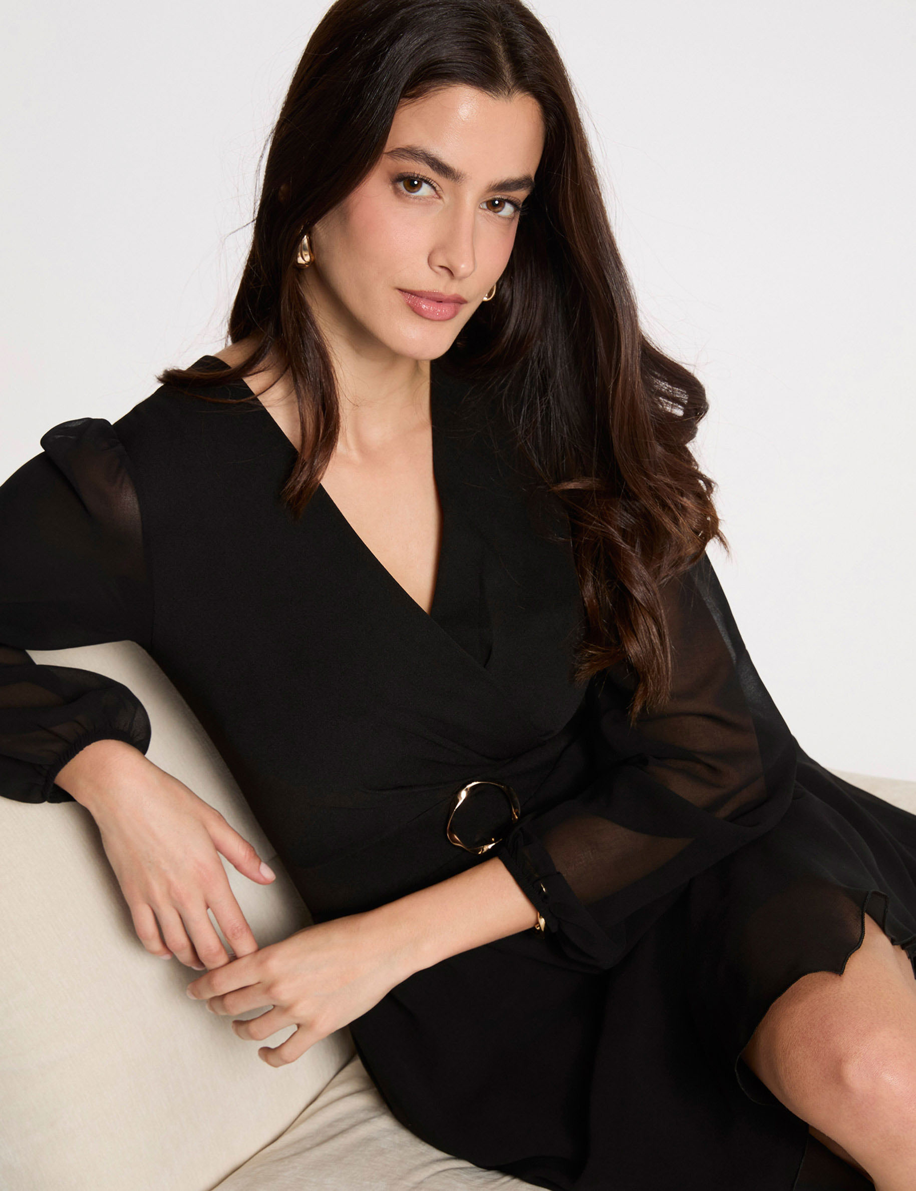 Robe courte cache coeur noir femme