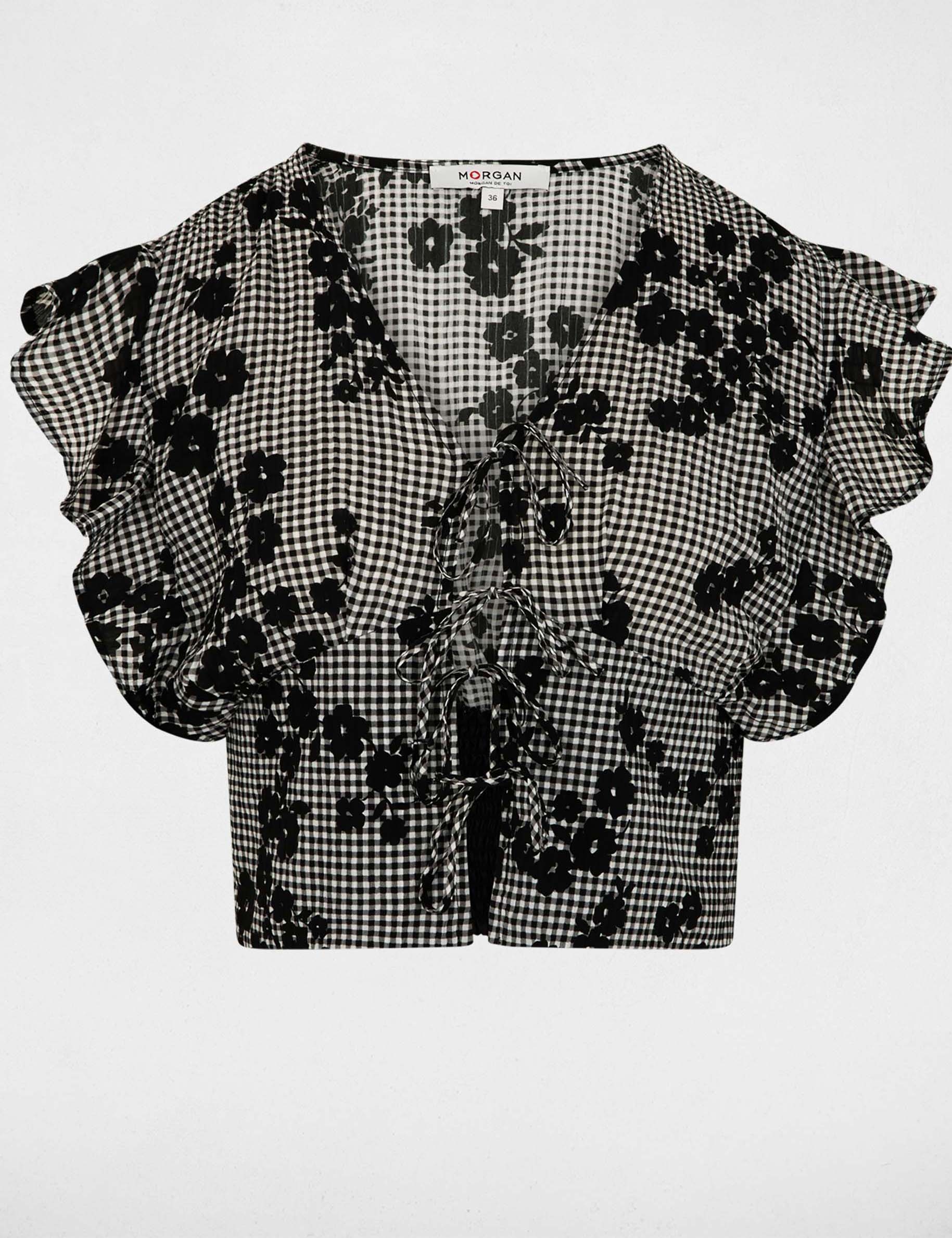 V-hals blouse met print meerkleurig vrouw
