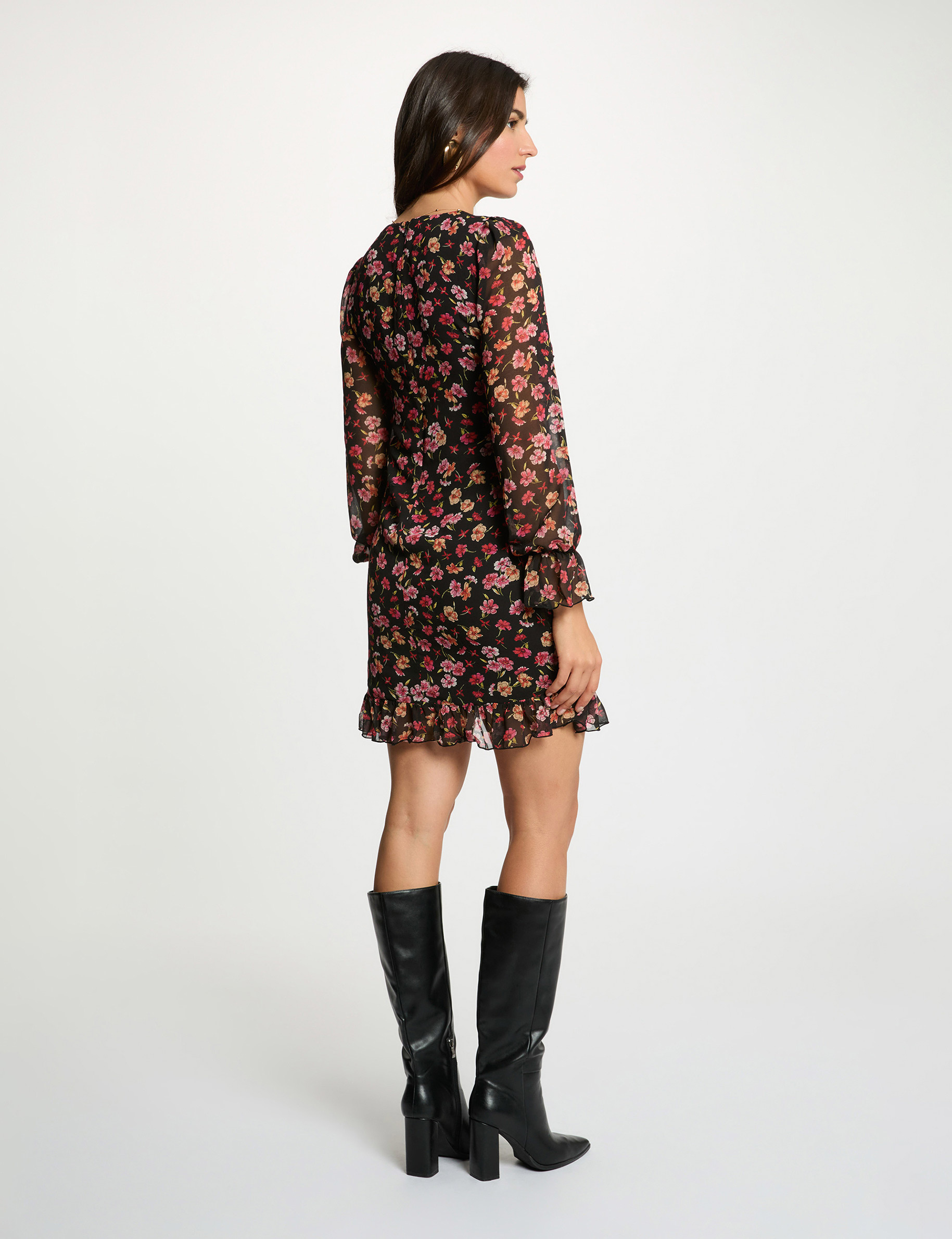 Robe courte ajust&eacute;e multicolore femme