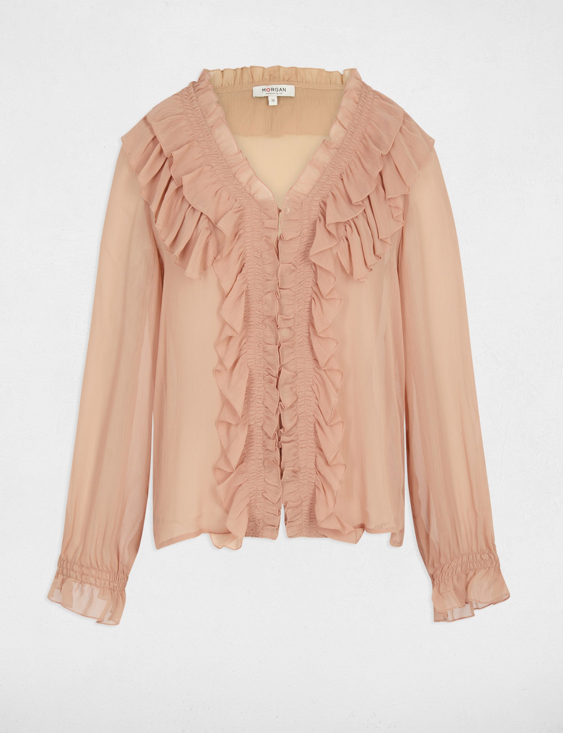 Chemise fluide col v rose saumon femme