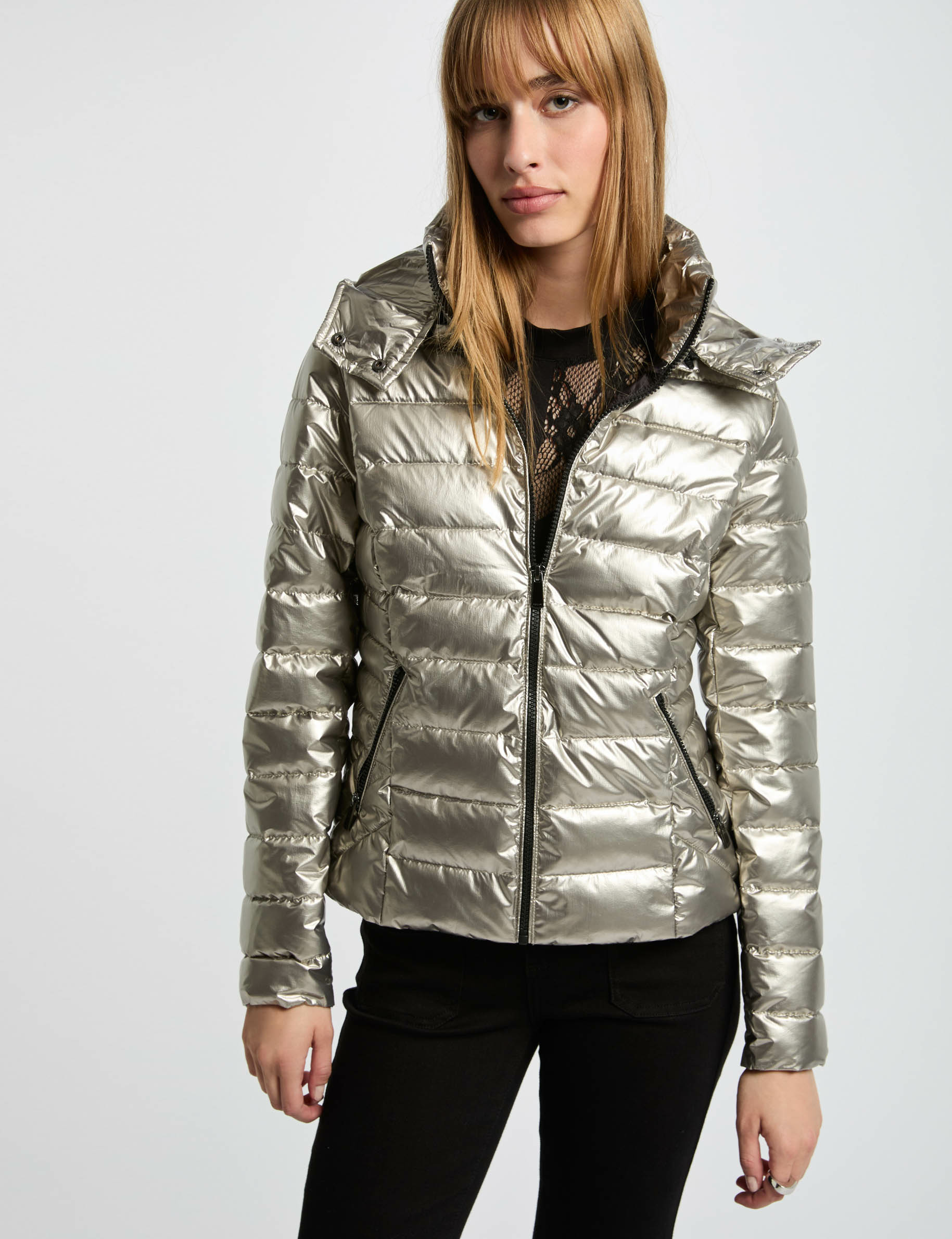 doudoune metallisee a capuche dore femme Doudoune métallisée à capuche dore femme