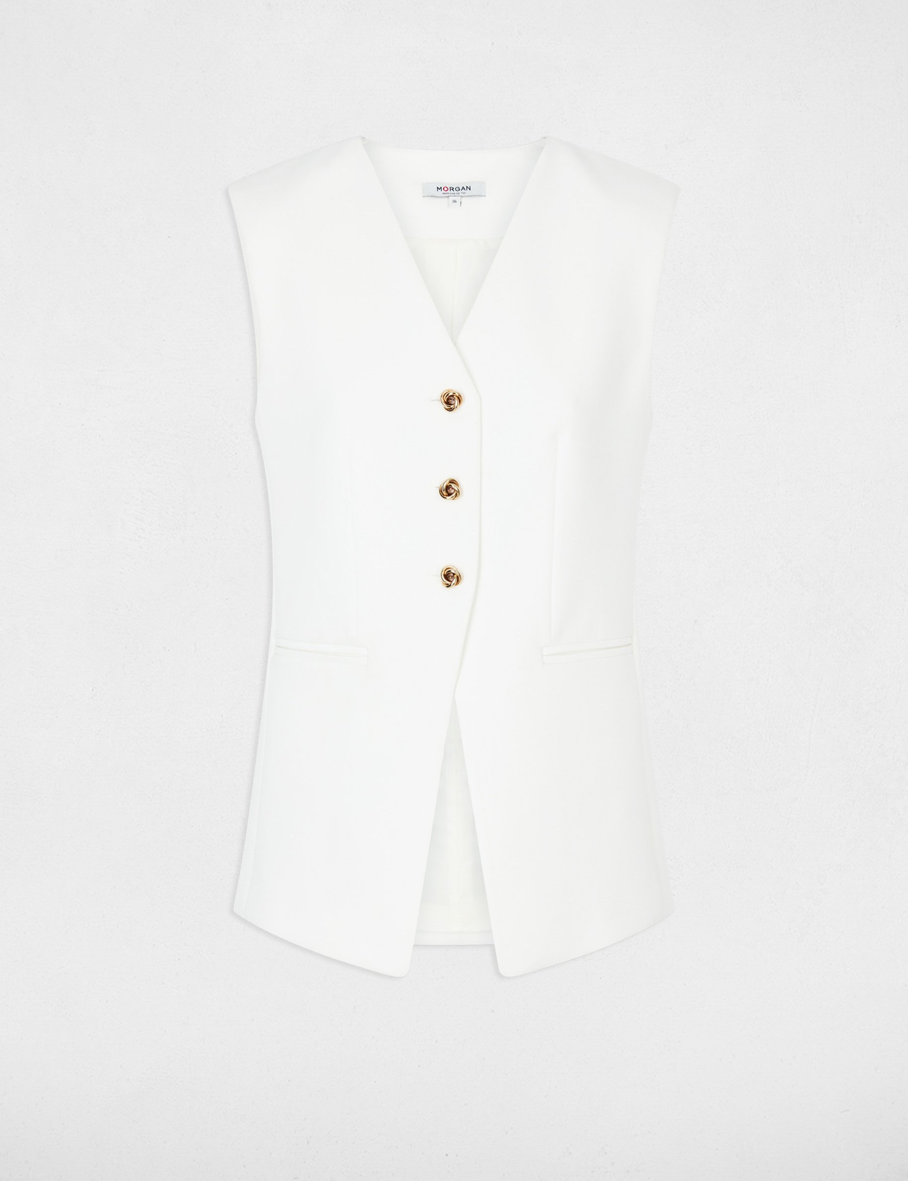 Veste sans manches ajust&eacute;e blanc femme