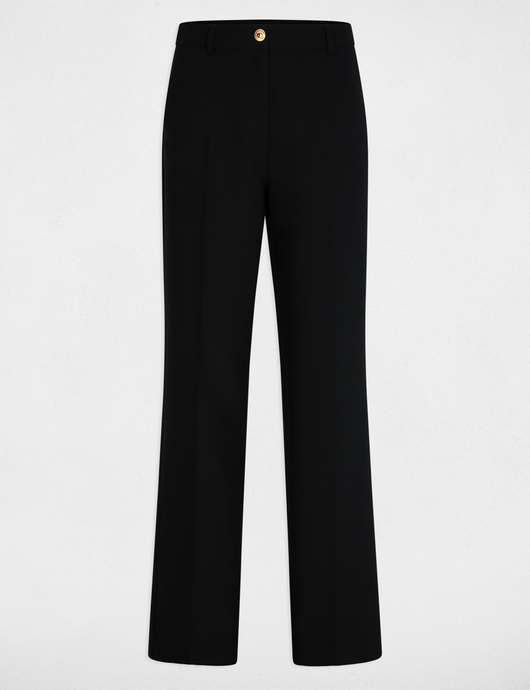 Pantalon droit zip noir femme