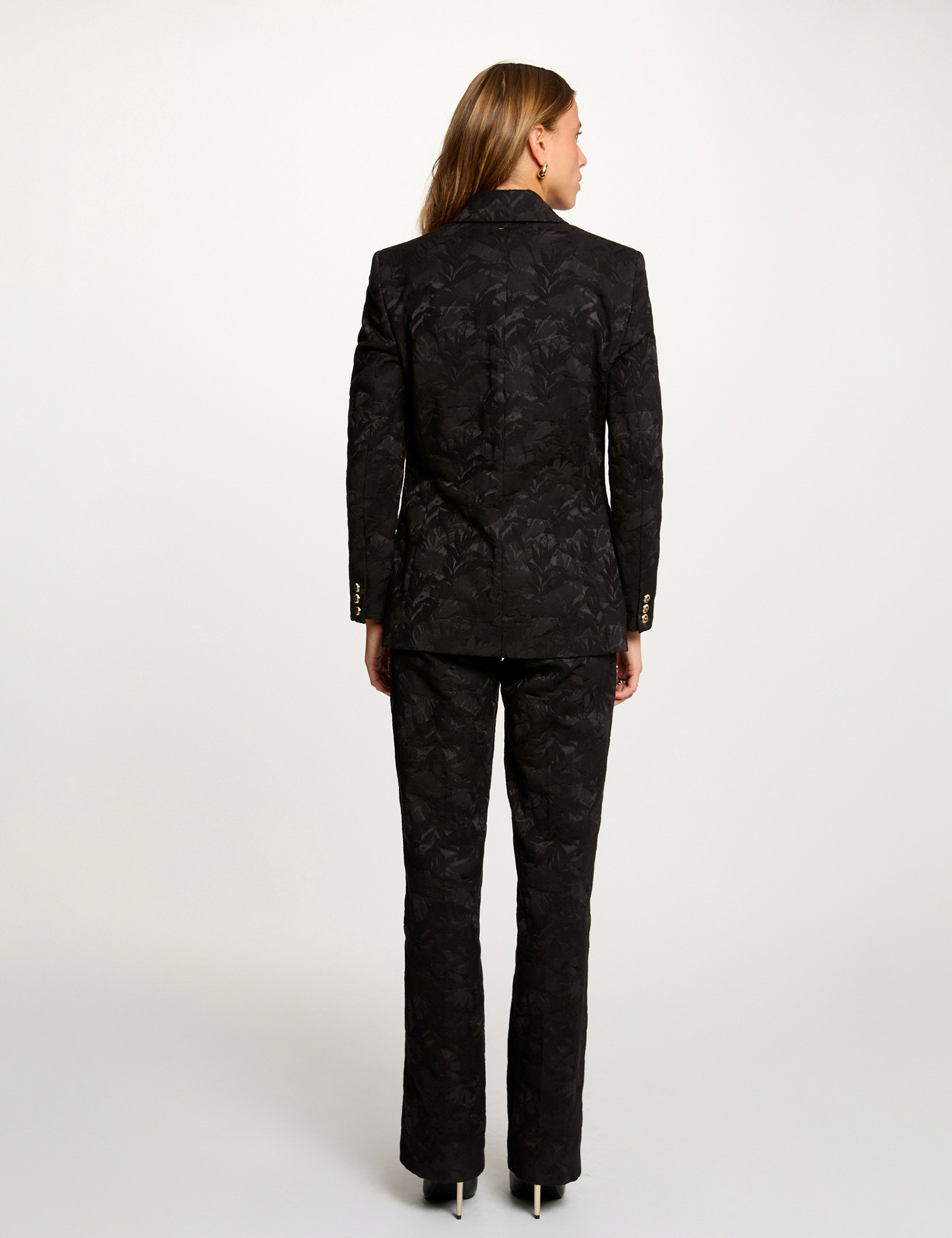 slim fit broek met hoge taille zwart vrouw Slim-fit broek met hoge taille zwart vrouw