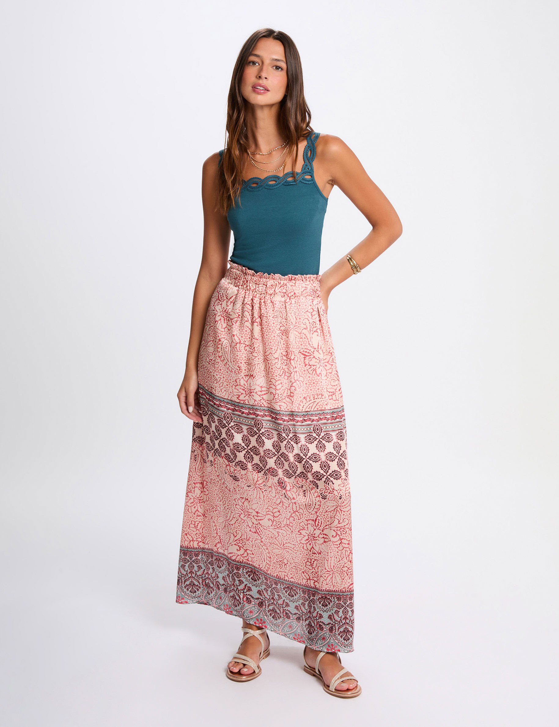 jupe longue fluide multicolore femme Jupe longue fluide multicolore femme