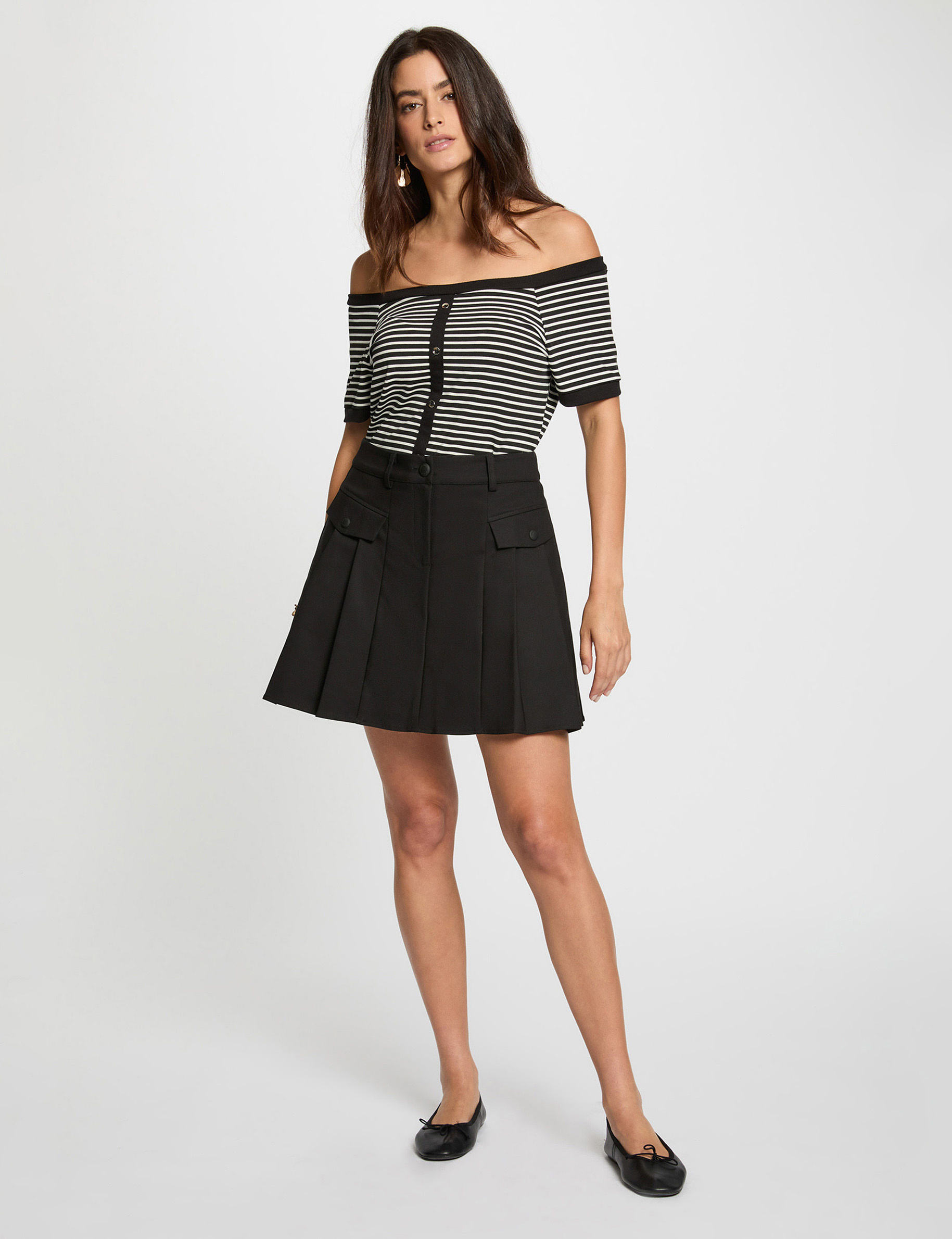jupe courte plissee noir femme Jupe courte plissée noir femme