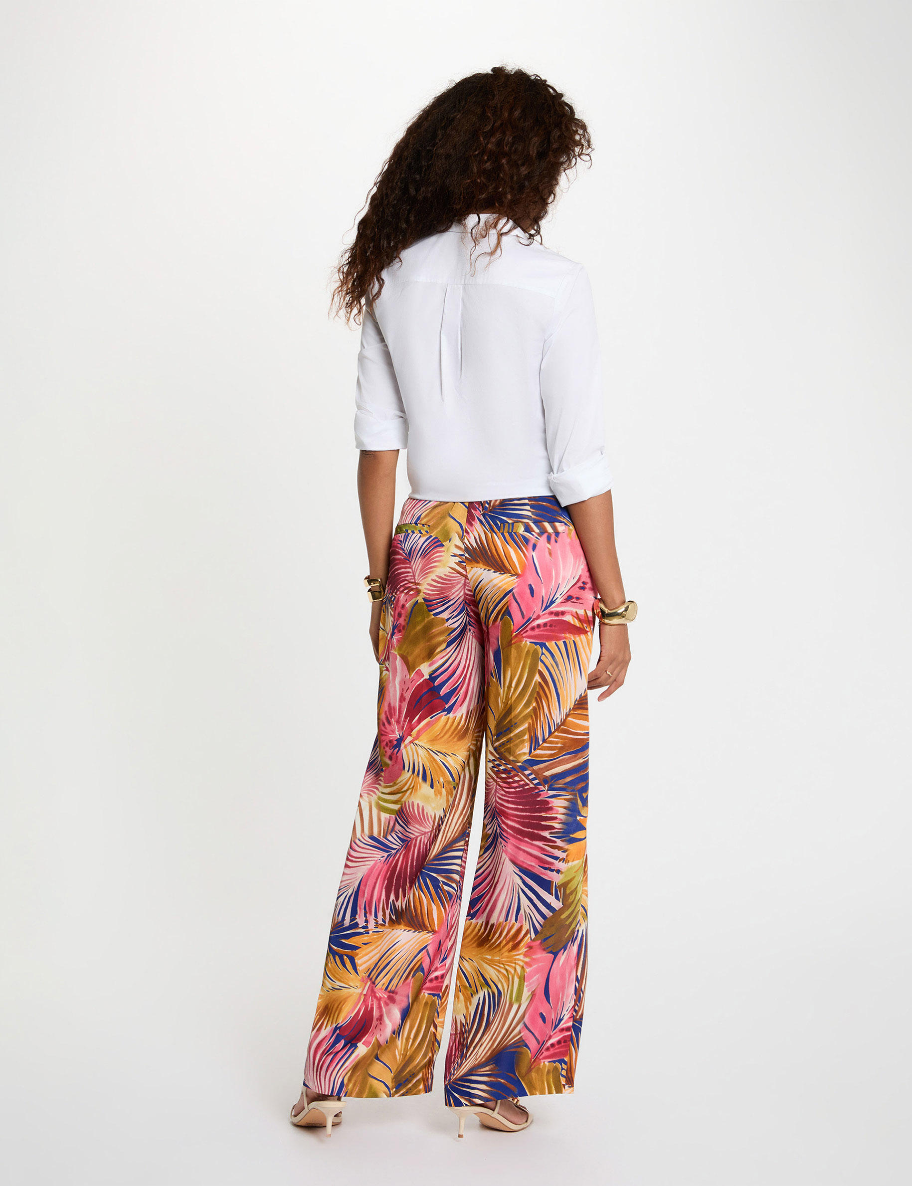 Pantalon droit fluide multicolore femme