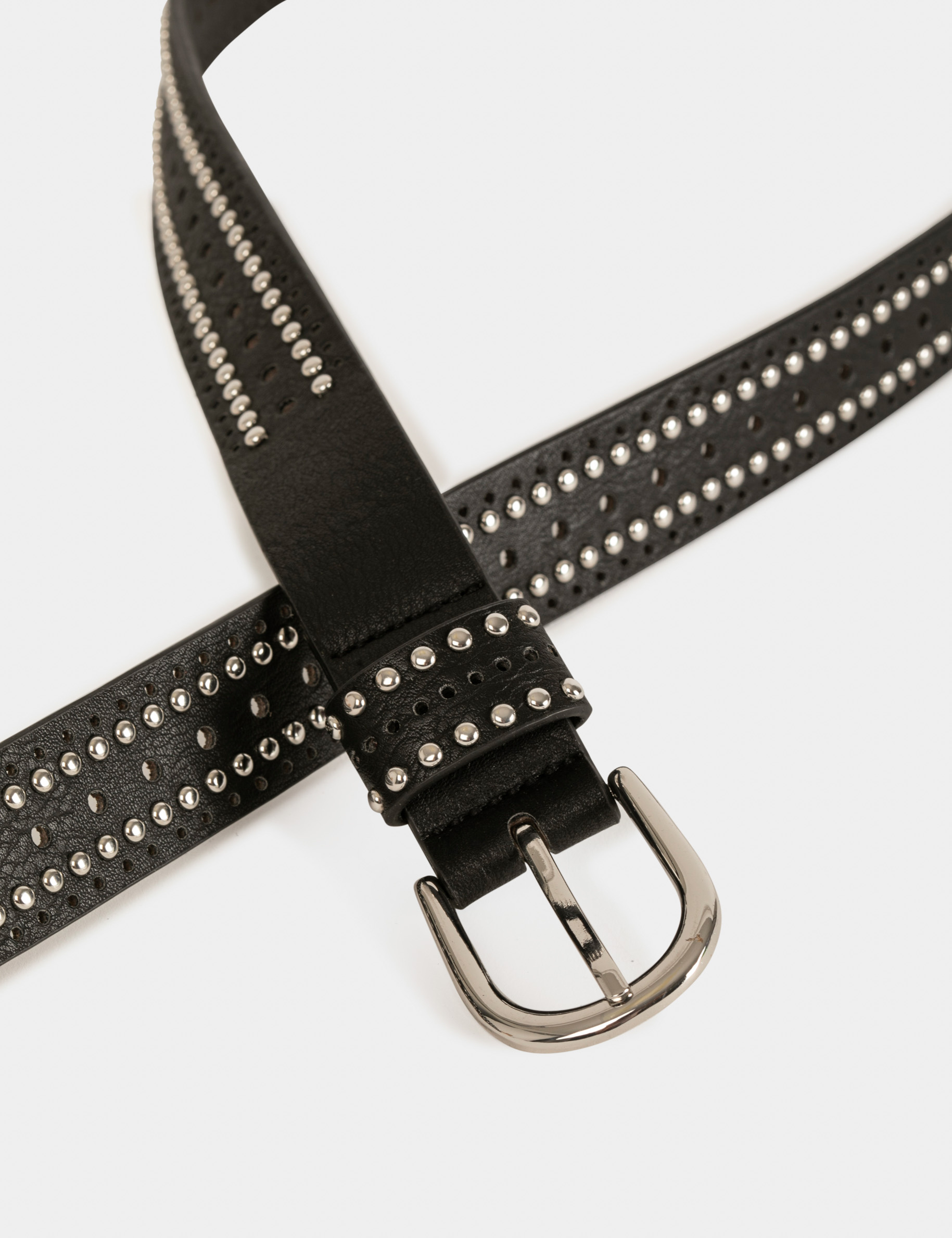 Riem met studs en perforaties zwart vrouw