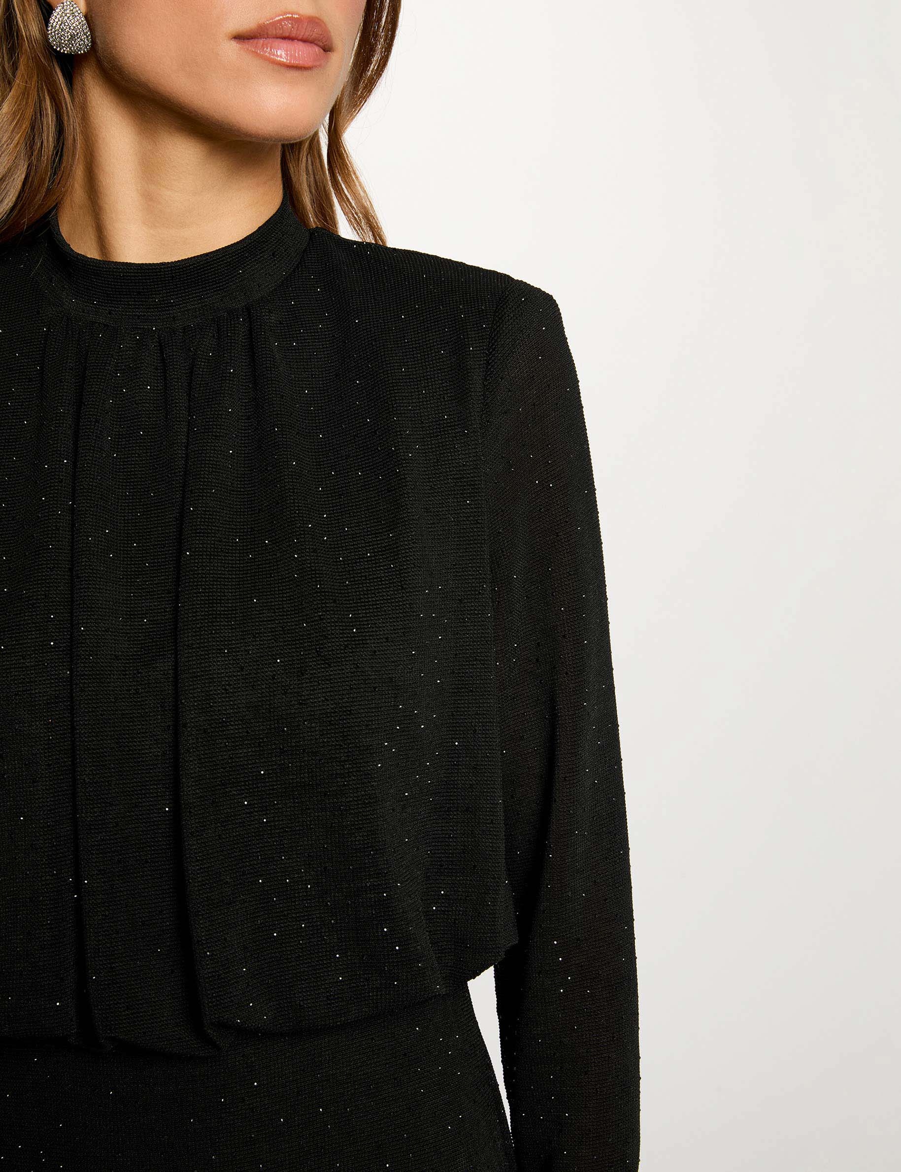 Robe maille brillante noir femme