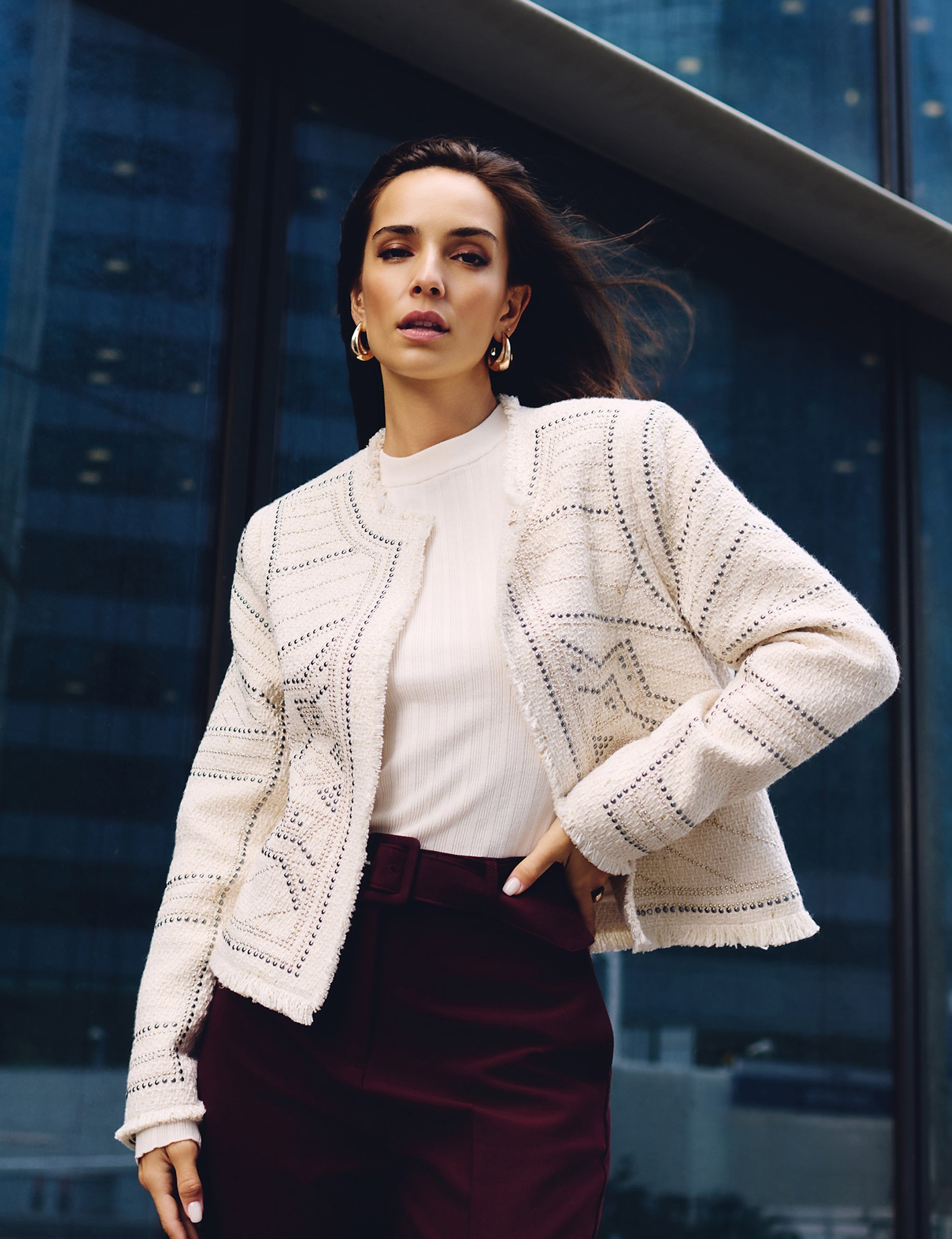 veste droite cloutee ivoire femme Veste droite cloutée ivoire femme