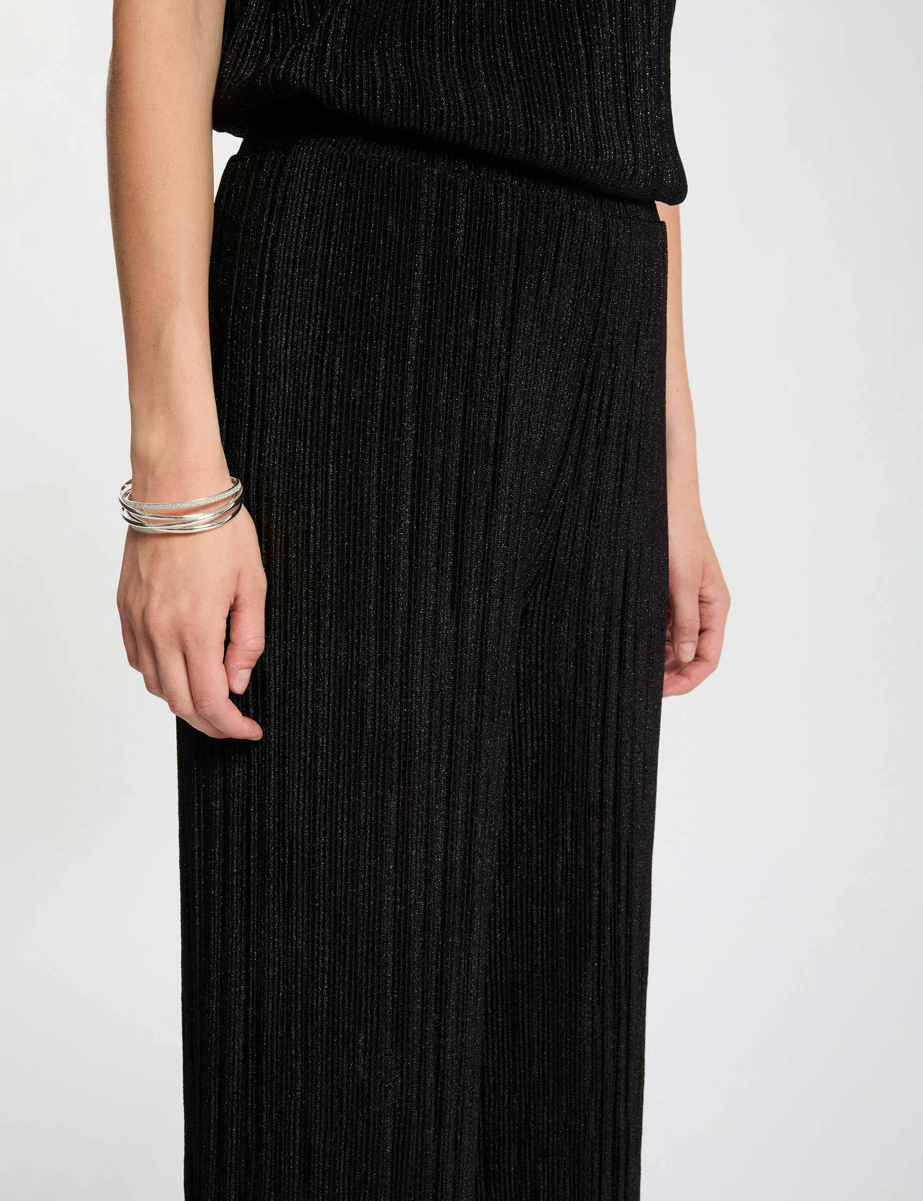 Plissé brede broek zwart vrouw