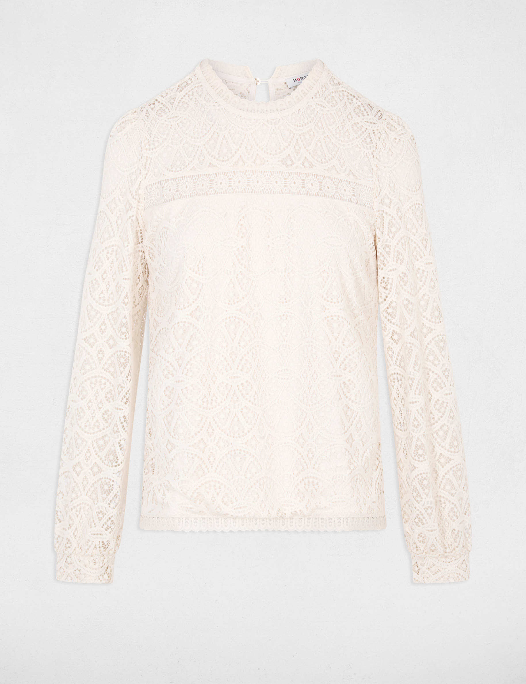 T-shirt kant lange mouwen ivoor vrouw