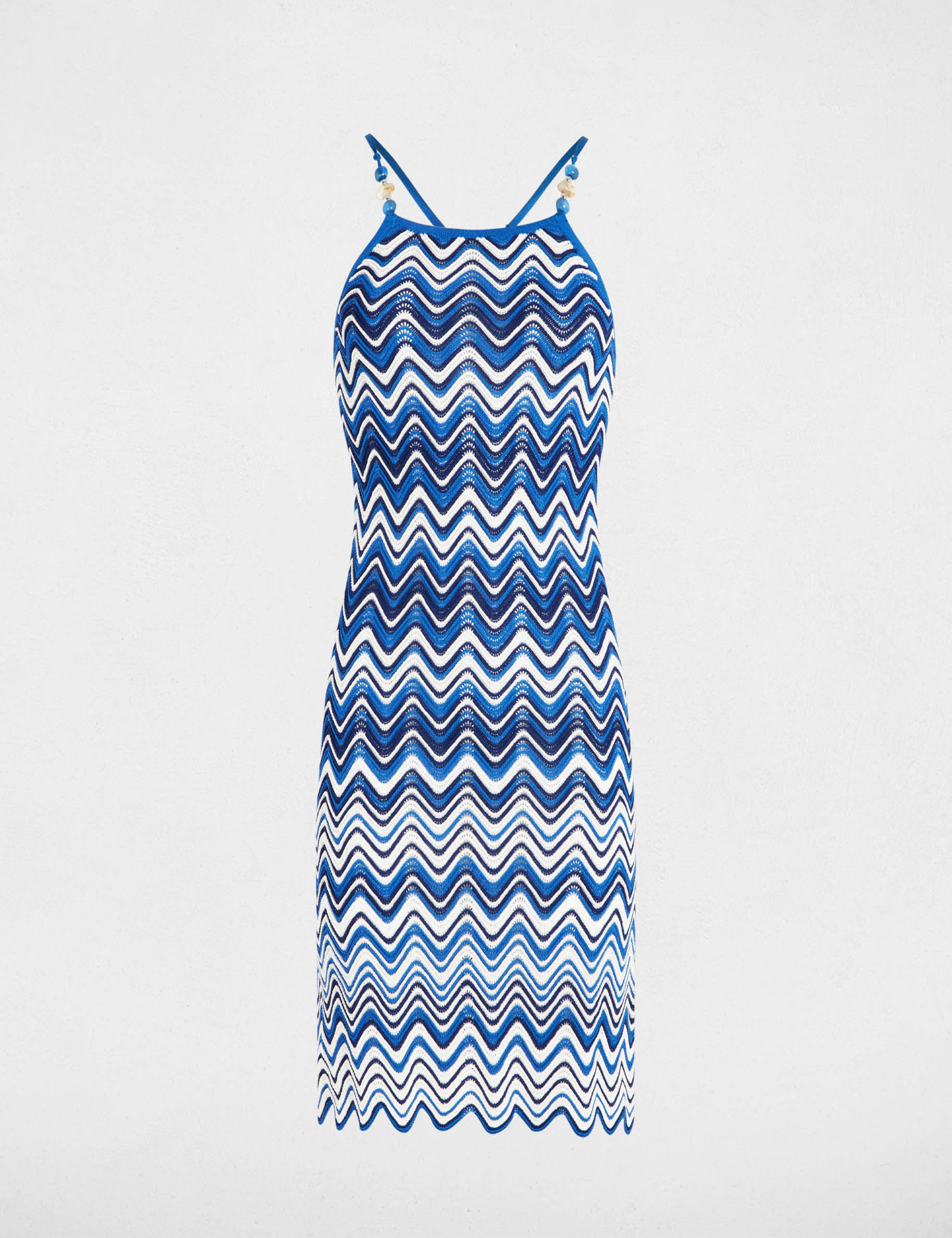 robe tricot droite avec bijoux bleu electrique femme Robe tricot droite avec bijoux bleu electrique femme