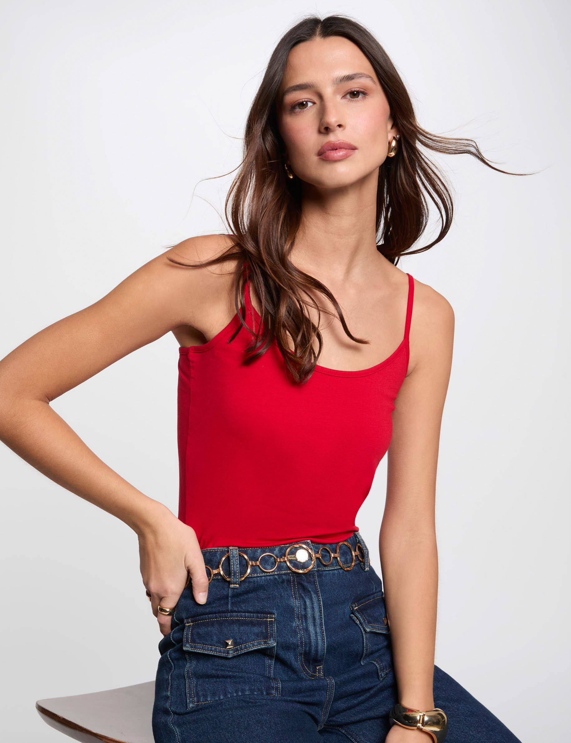 hemdje met smalle bandjes rood vrouw Hemdje met smalle bandjes rood vrouw