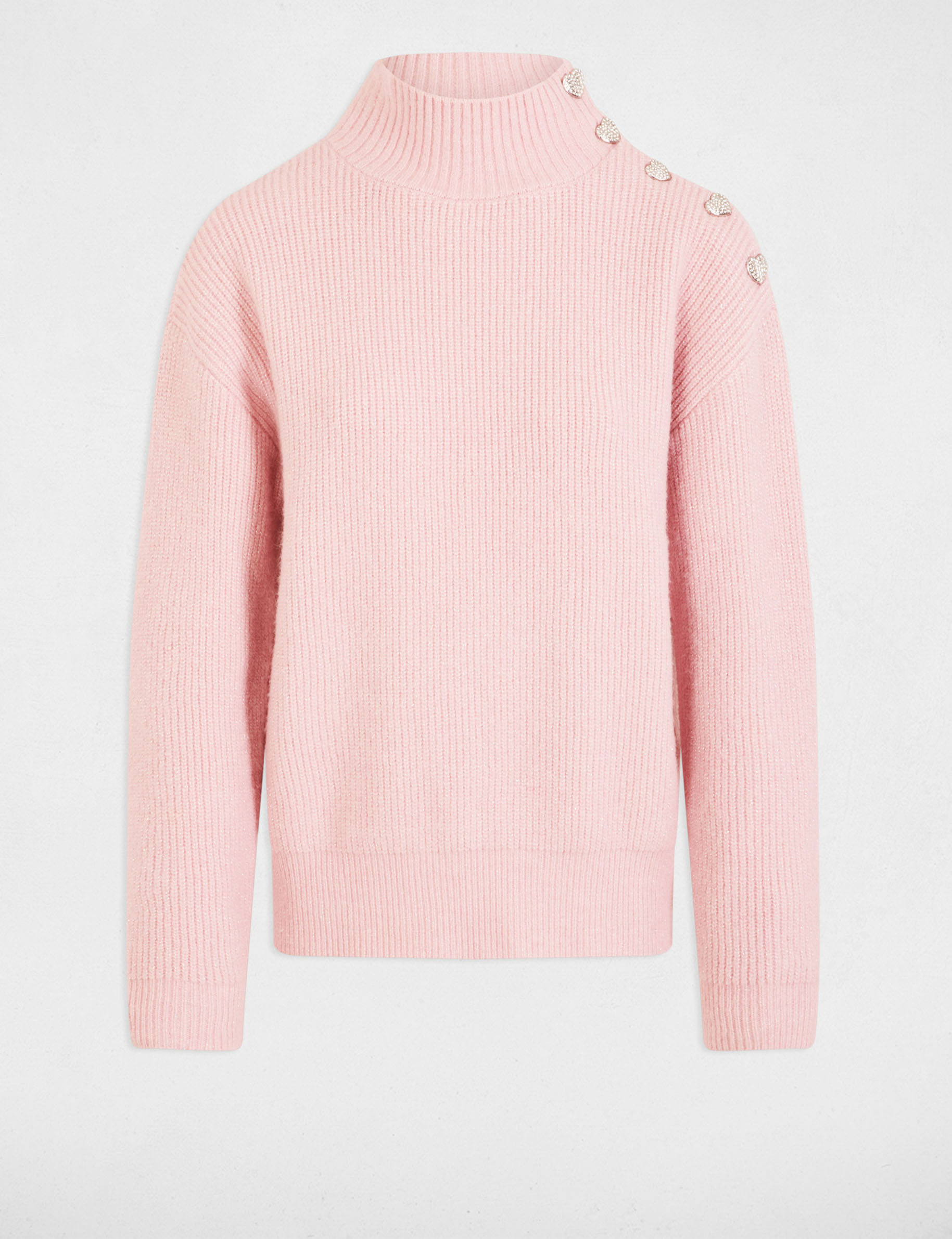 pull manches longues avec boutons rose clair femme Pull manches longues avec boutons rose clair femme