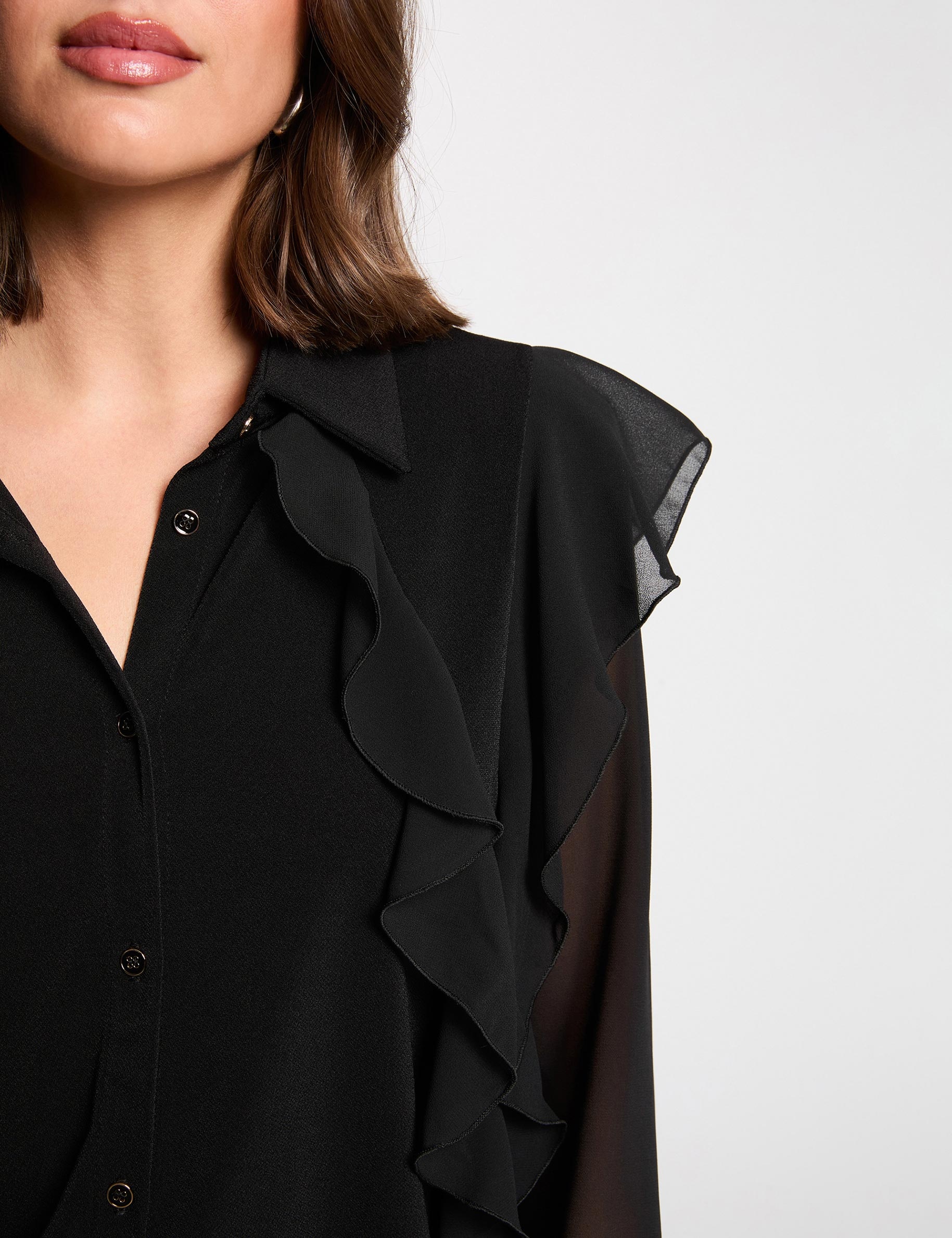 Geknopte voile T-shirt zwart vrouw