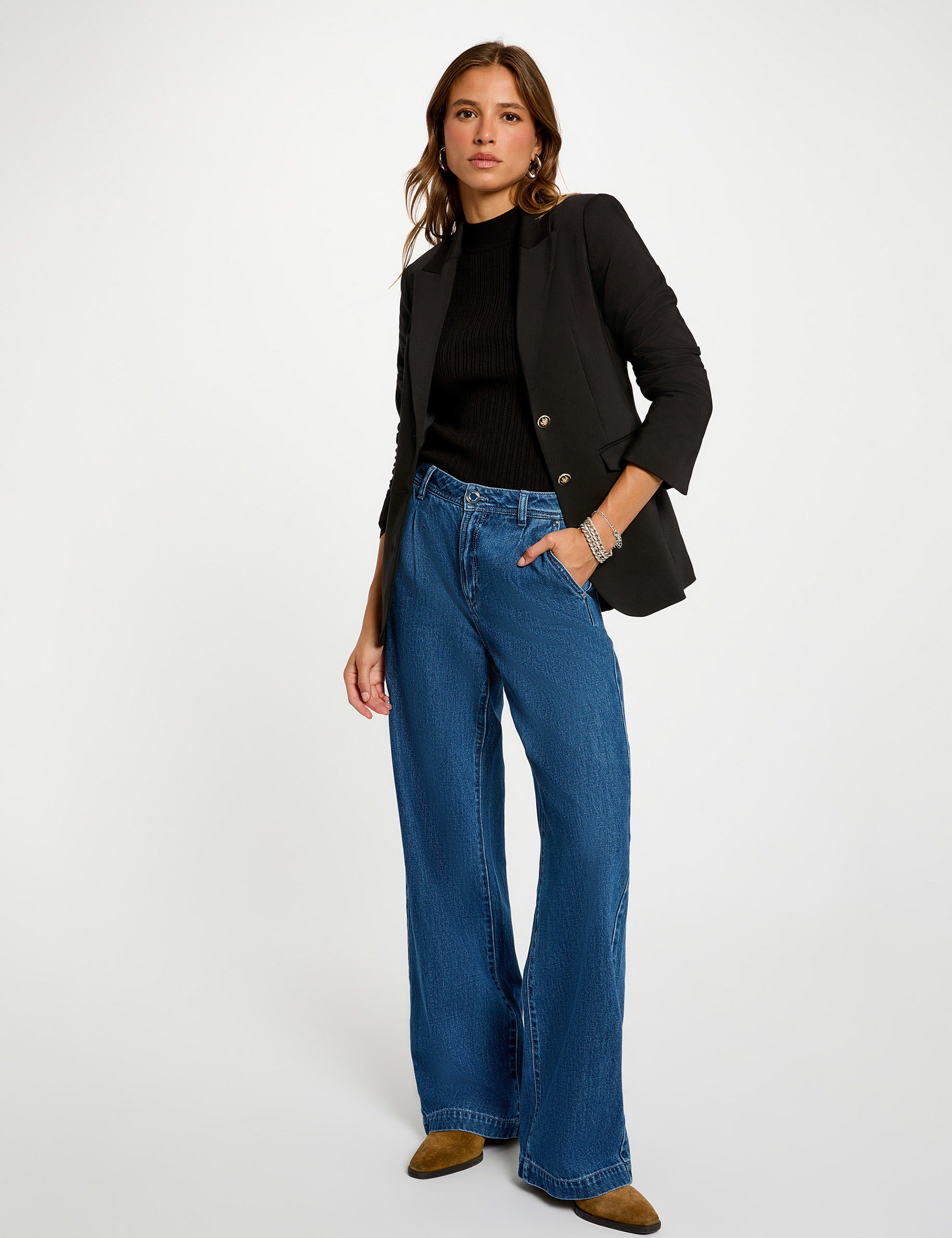 Veste ajustée sans manches noir femme