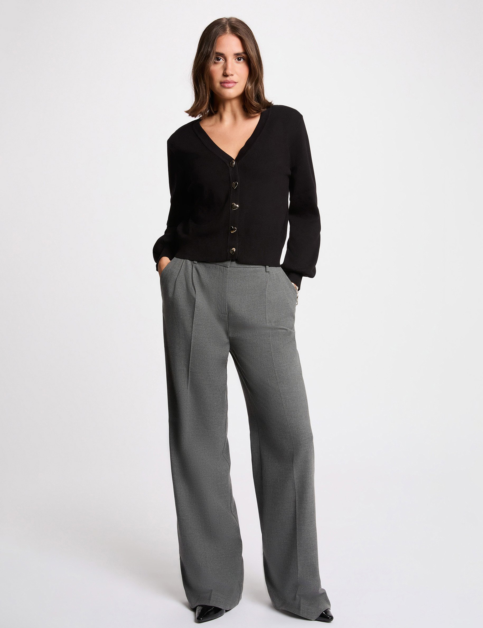 Getailleerd vest met V-hals zwart vrouw