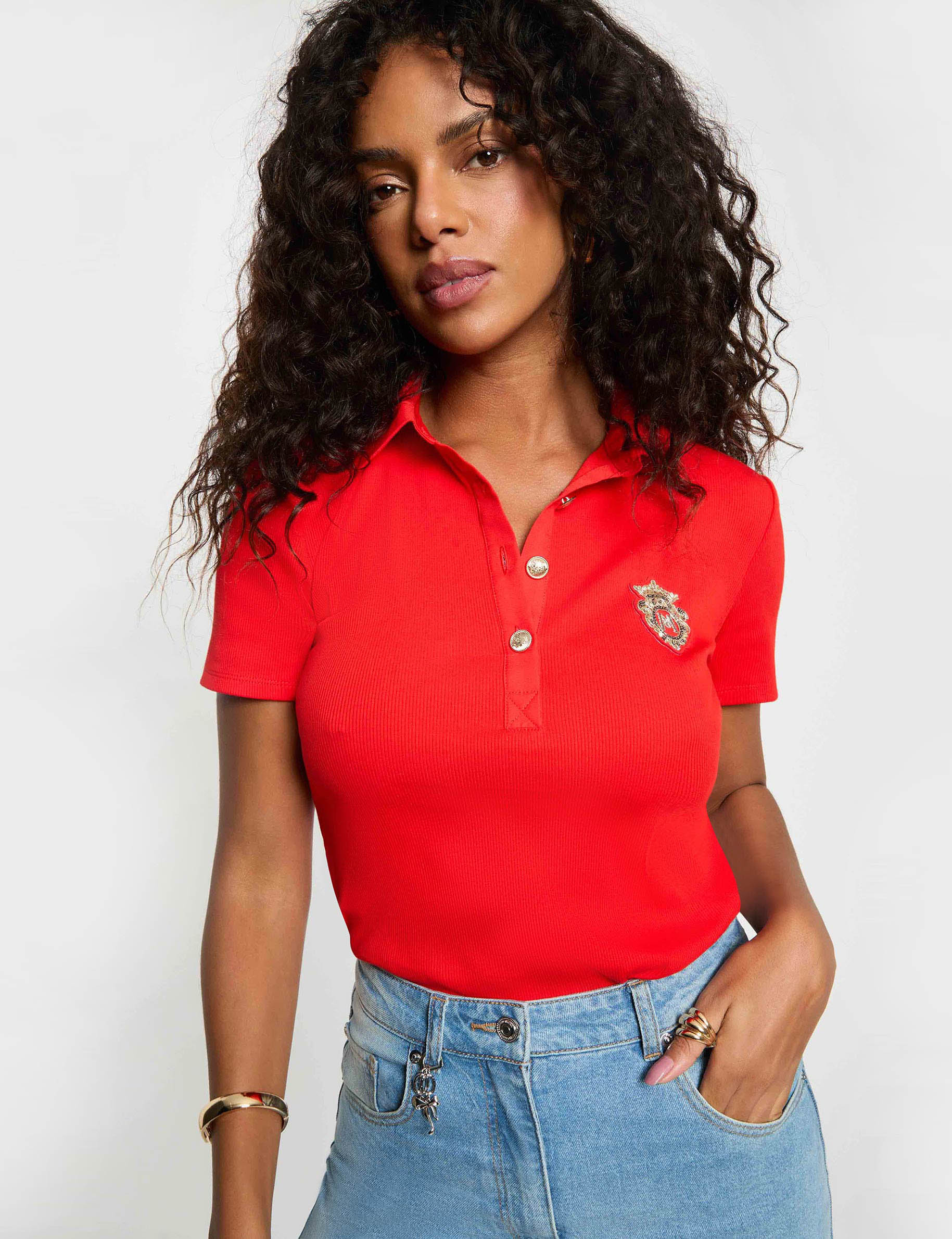 T-shirt met korte mouwen fel red vrouw