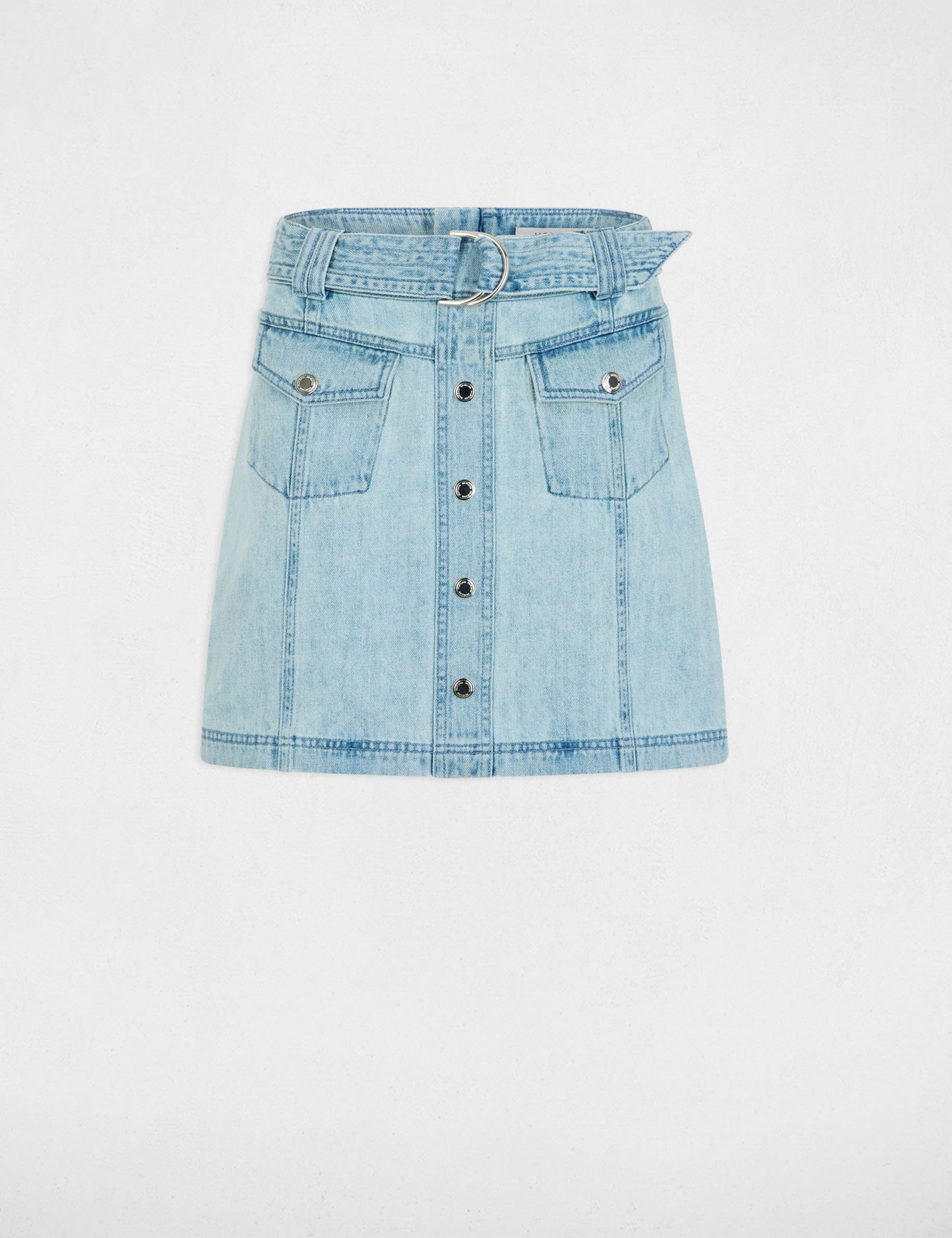 Korte jeansrok gebleekt denim vrouw