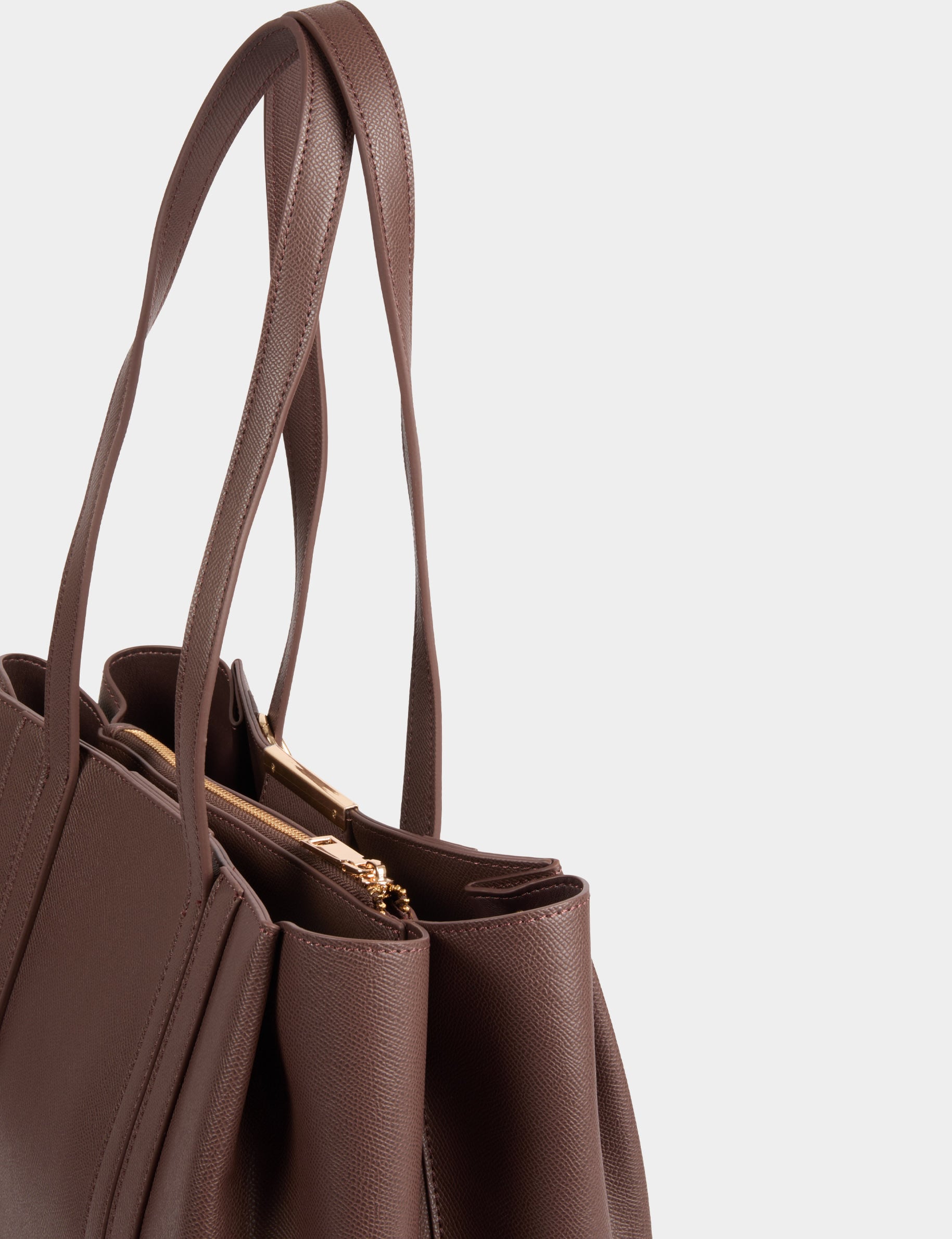 Shopper van imitatieleer donker bruin vrouw