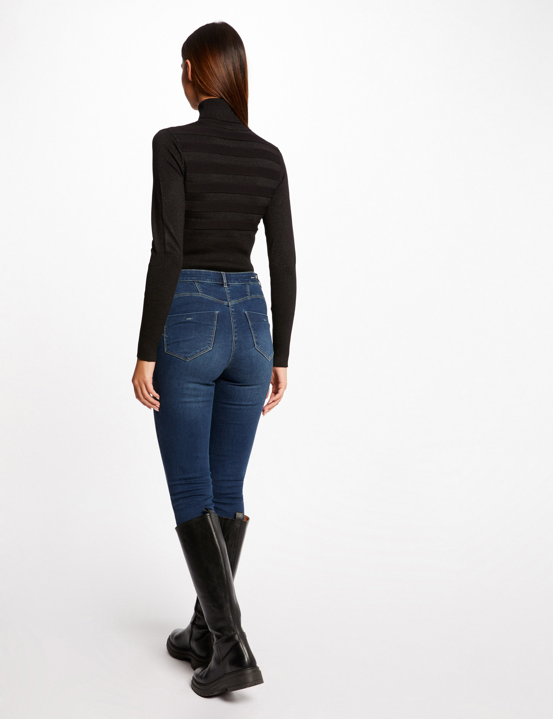 Trui met lange mouwen en sieraaddetail zwart vrouw