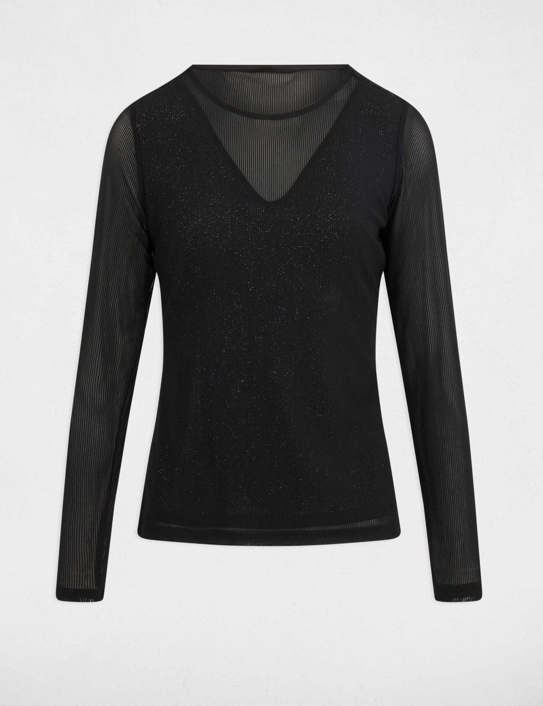 T-shirt cintré manches longues noir femme