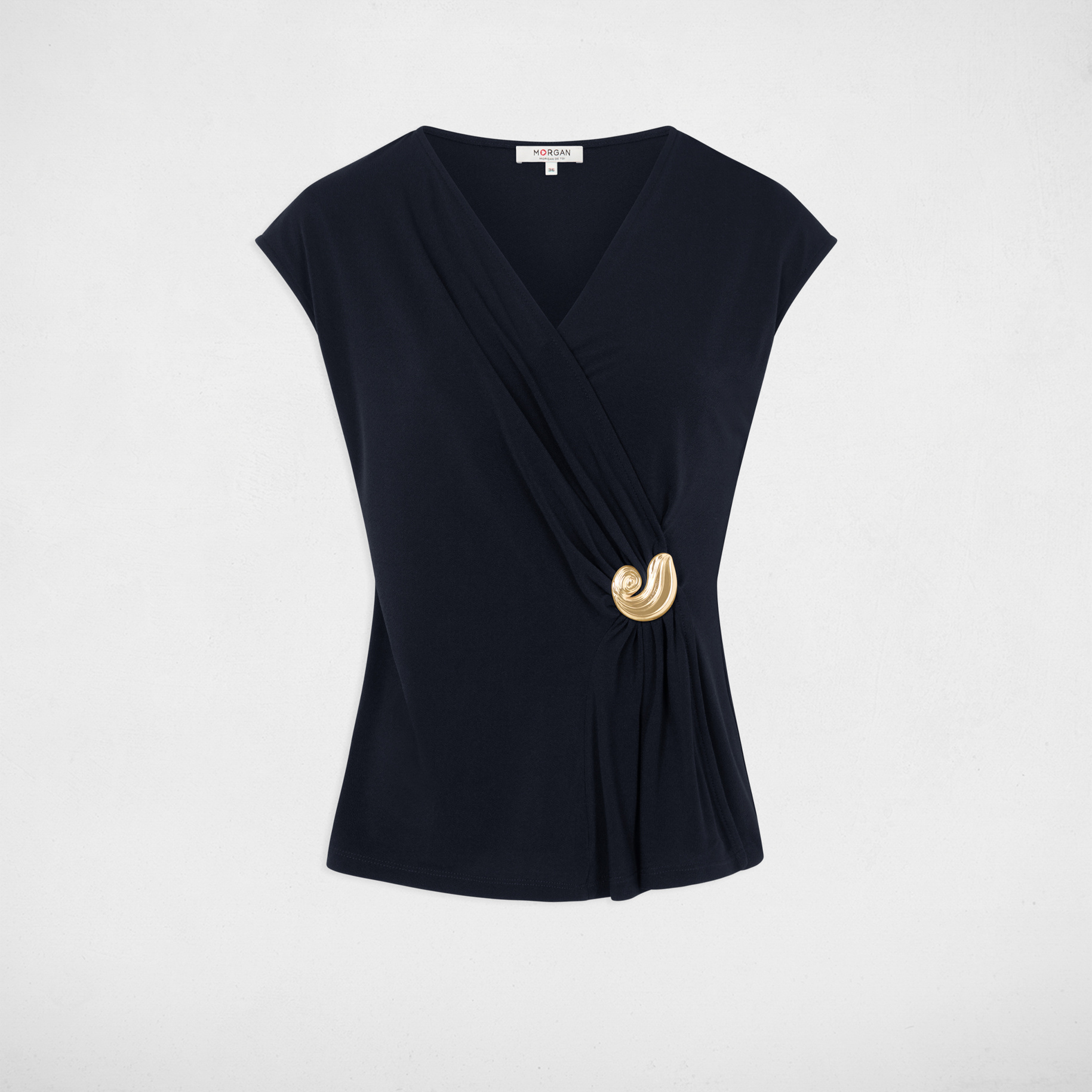 Mouwloze top met V-hals marineblauw vrouw