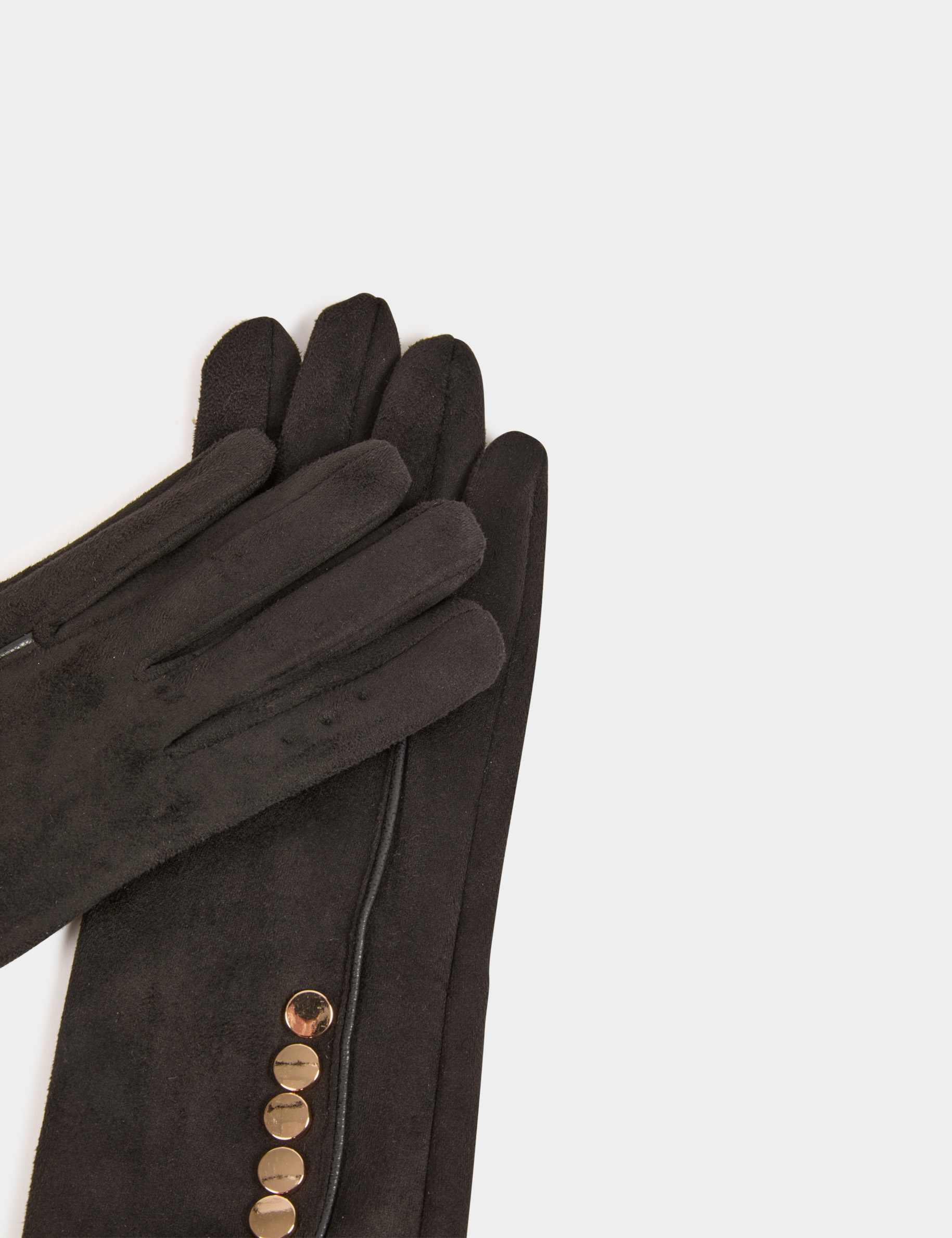 suede handschoenen met knopen zwart vrouw Suède handschoenen met knopen zwart vrouw