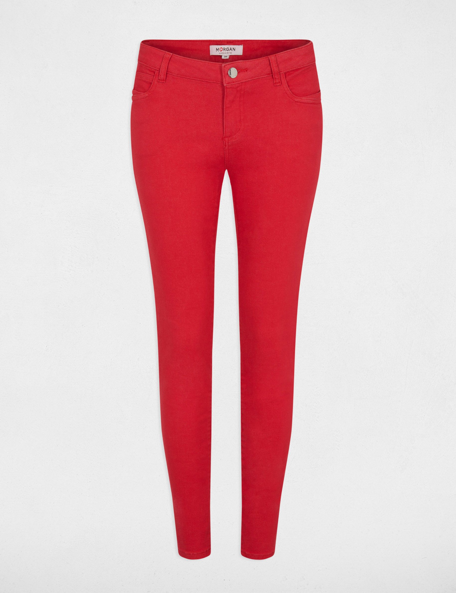 Skinny broek met 5 zakken rood vrouw