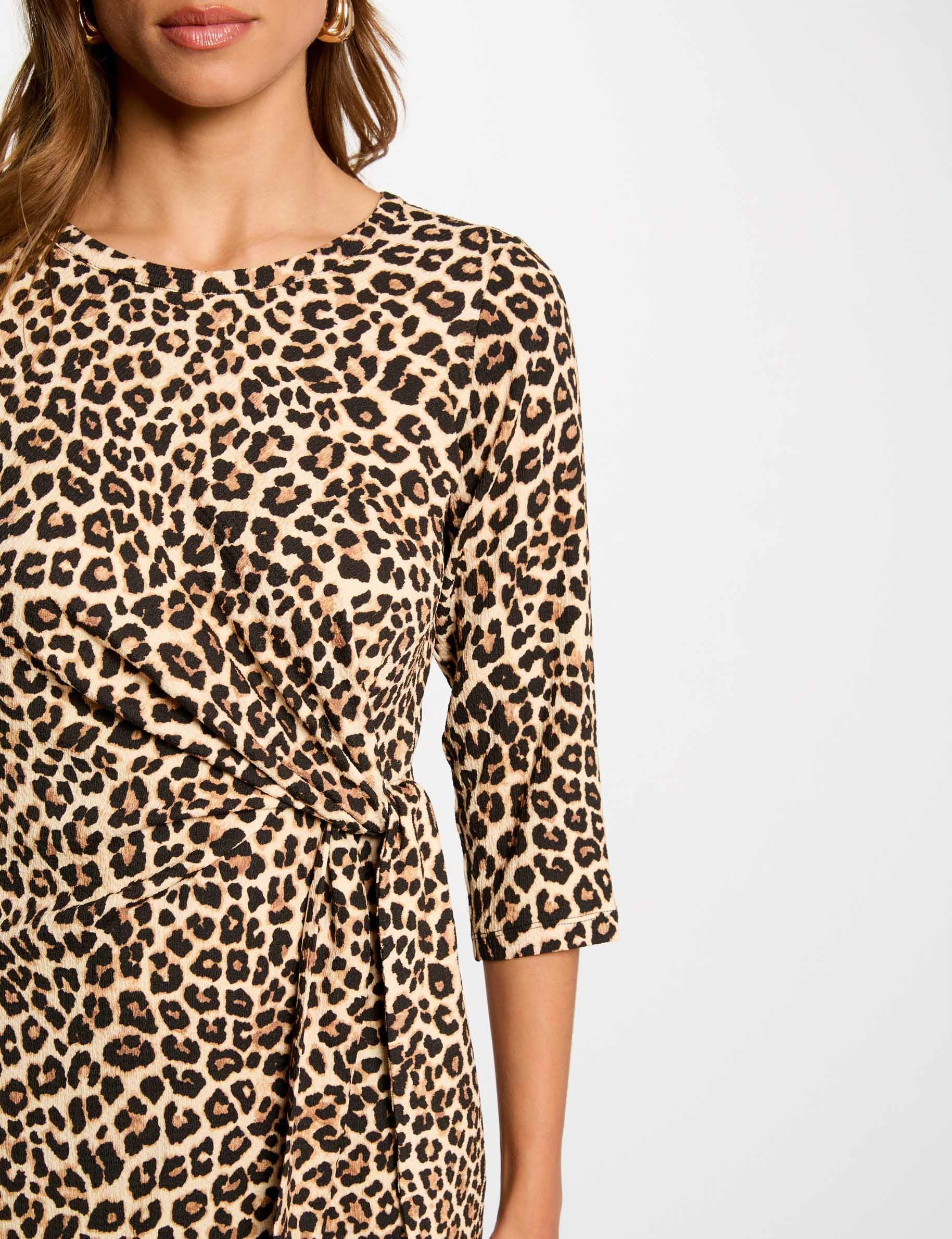 Robe courte ajustée imprimée multicolore femme