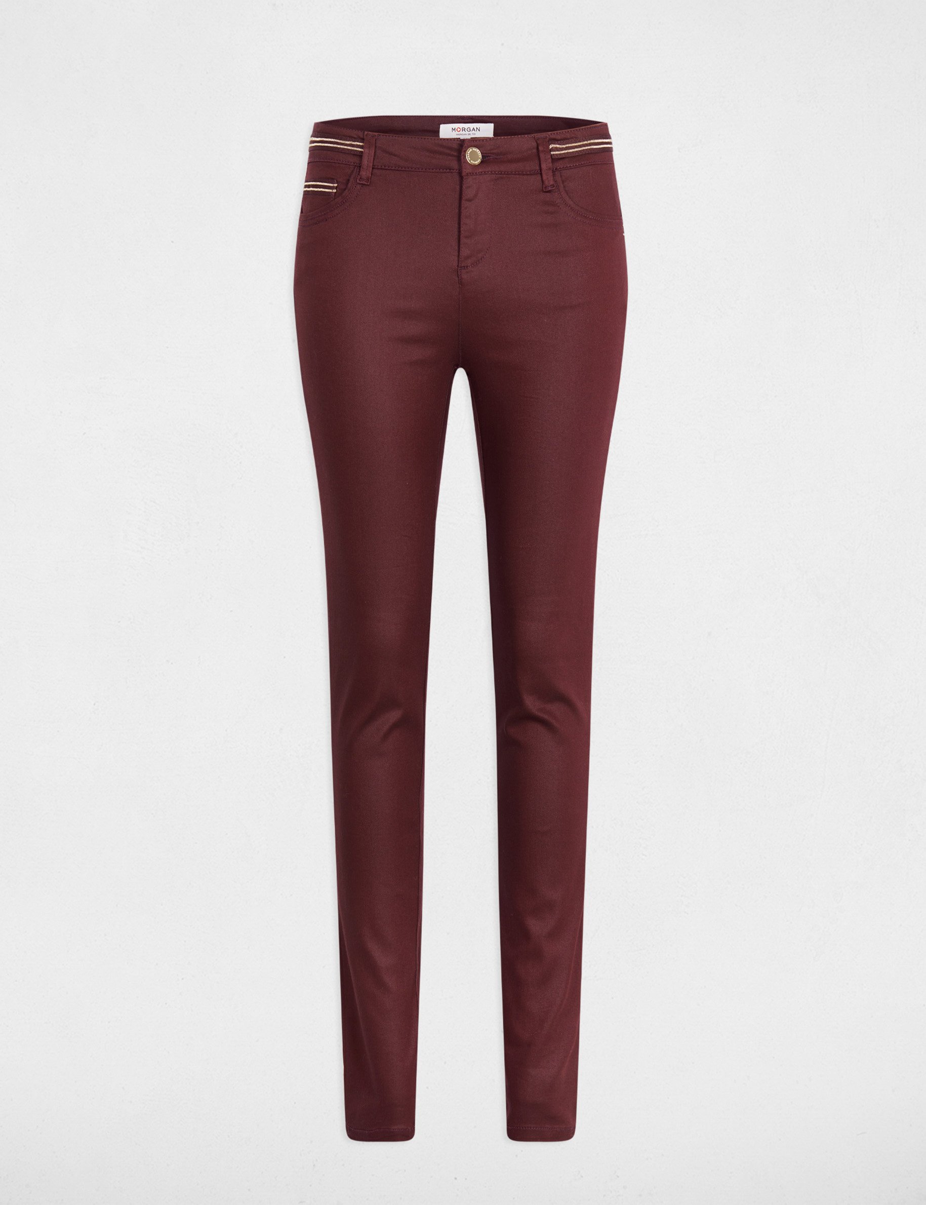 Gecoate slimfit broek pruim vrouw
