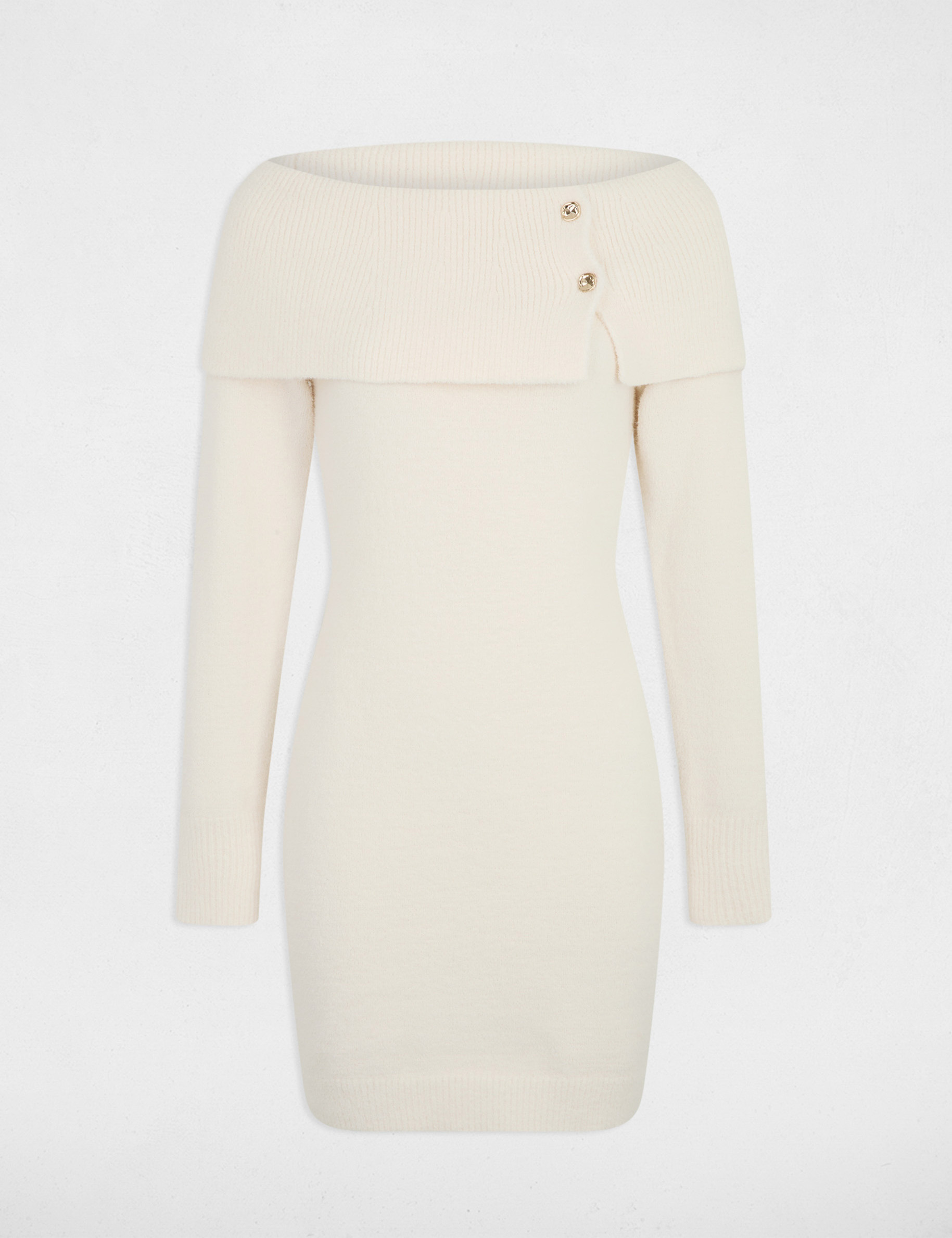 robe courte col bardot ivoire femme Robe courte col bardot ivoire femme