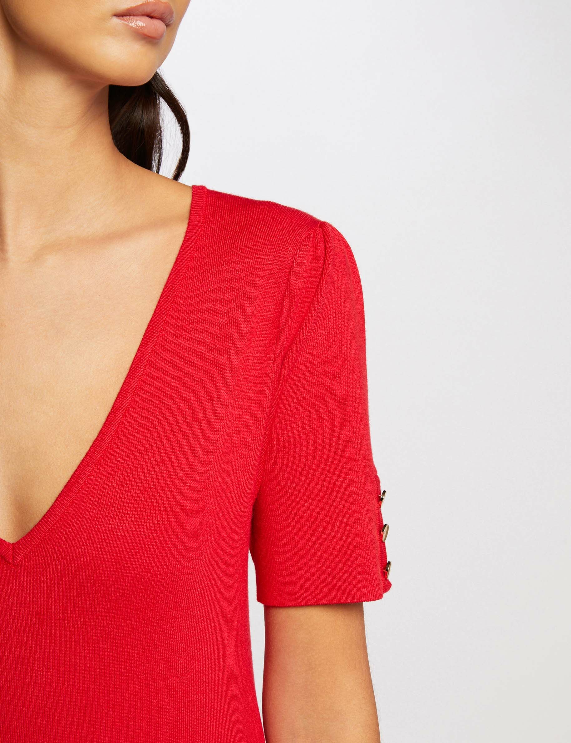 Robe Longue En Viscose - Imprimé Gris, Rouge Et Blanc - Taille 40 - Helline