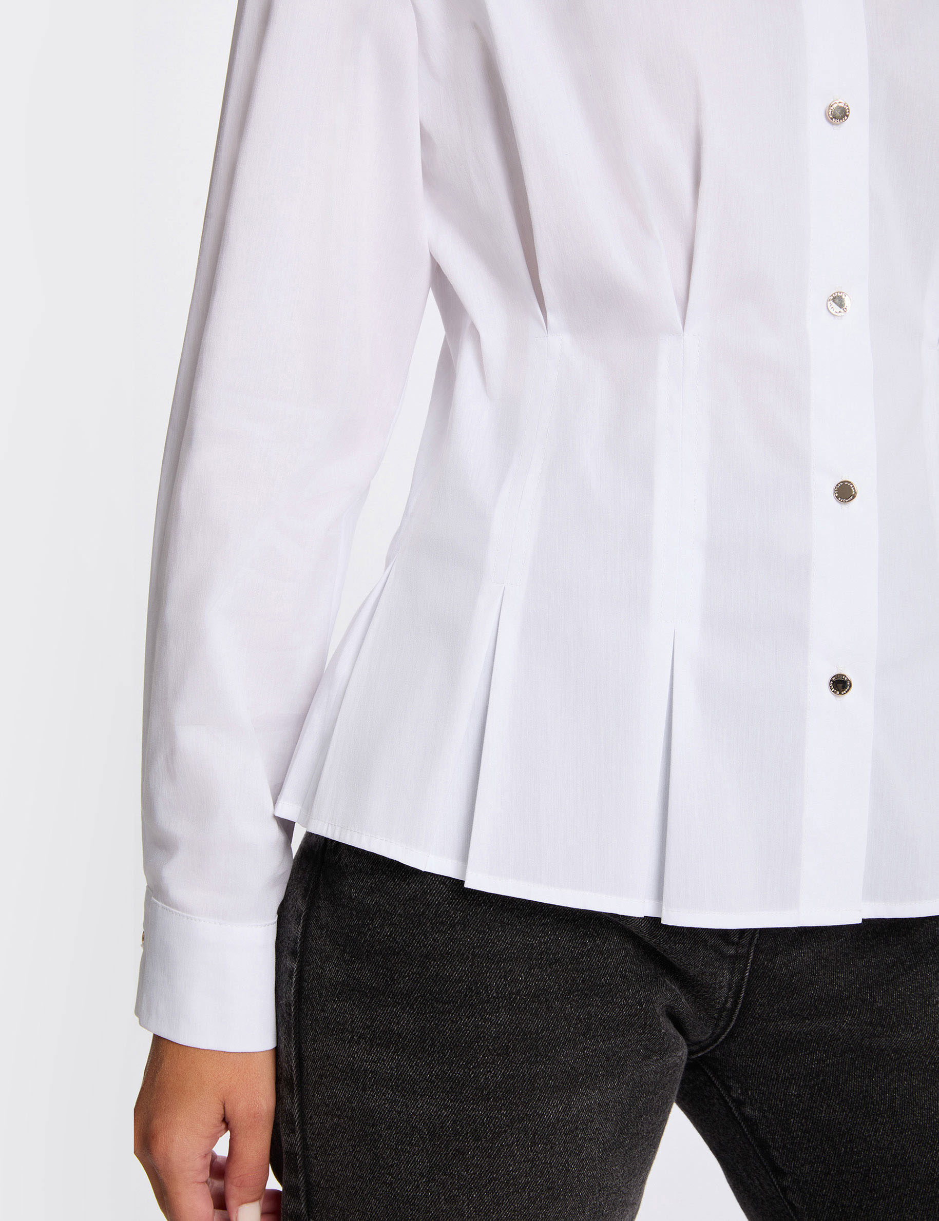 Chemise cintrée col à revers blanc femme