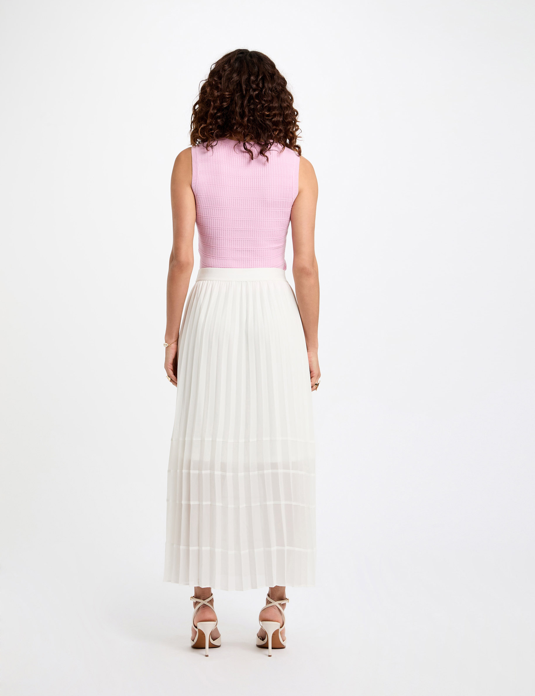 debardeur maille sans manches rose pastel femme Débardeur maille sans manches rose pastel femme