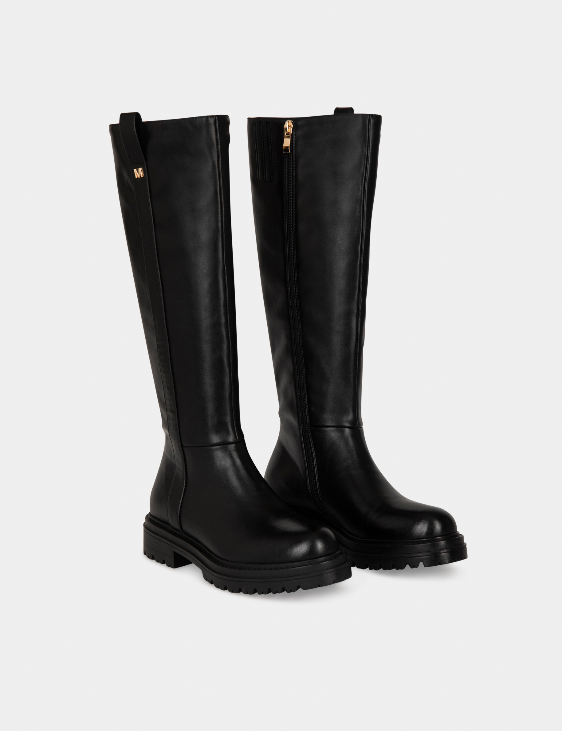 bottes plates crantees noir femme Bottes plates crantées noir femme