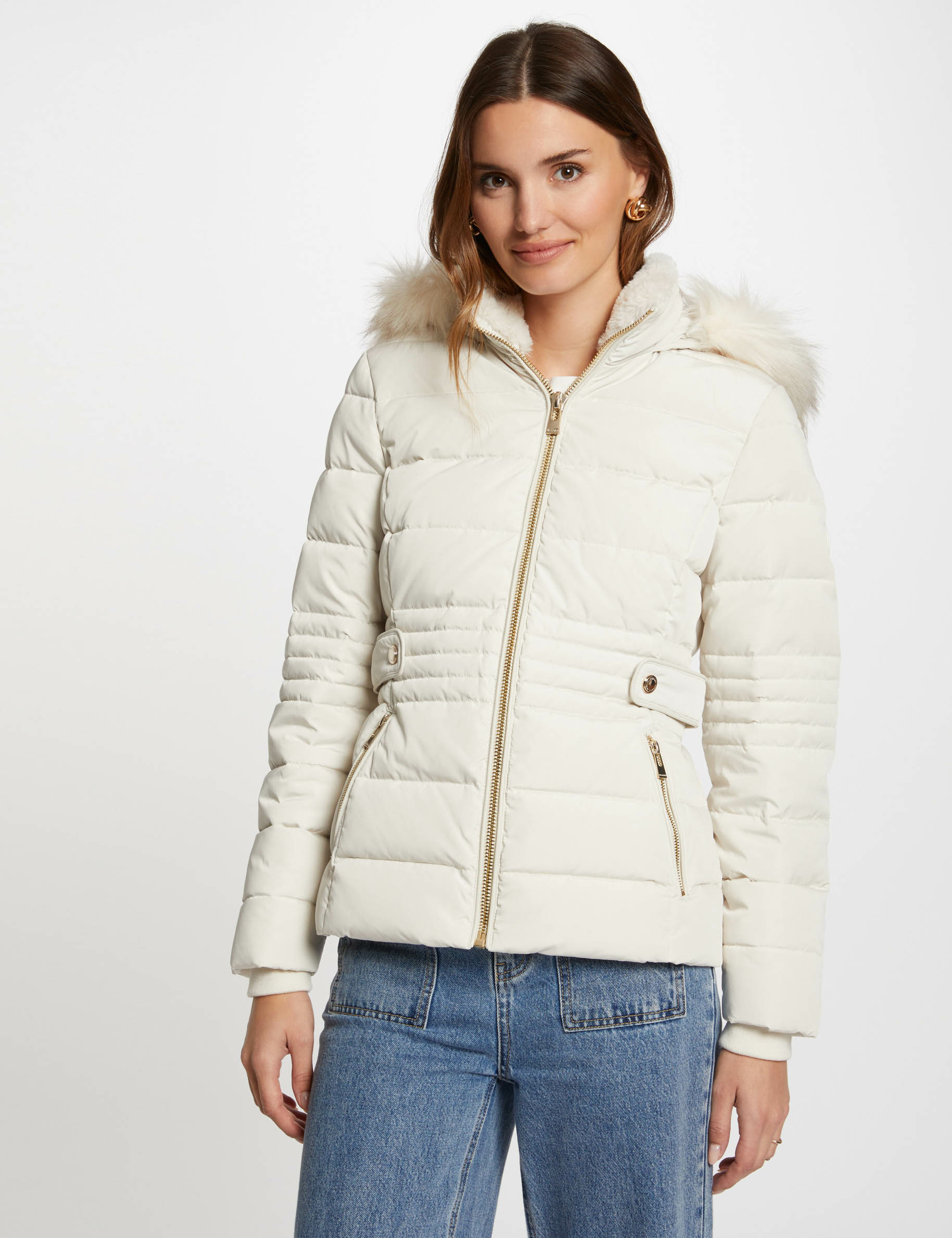 doudoune zippee a capuche ivoire femme Doudoune zippée à capuche ivoire femme