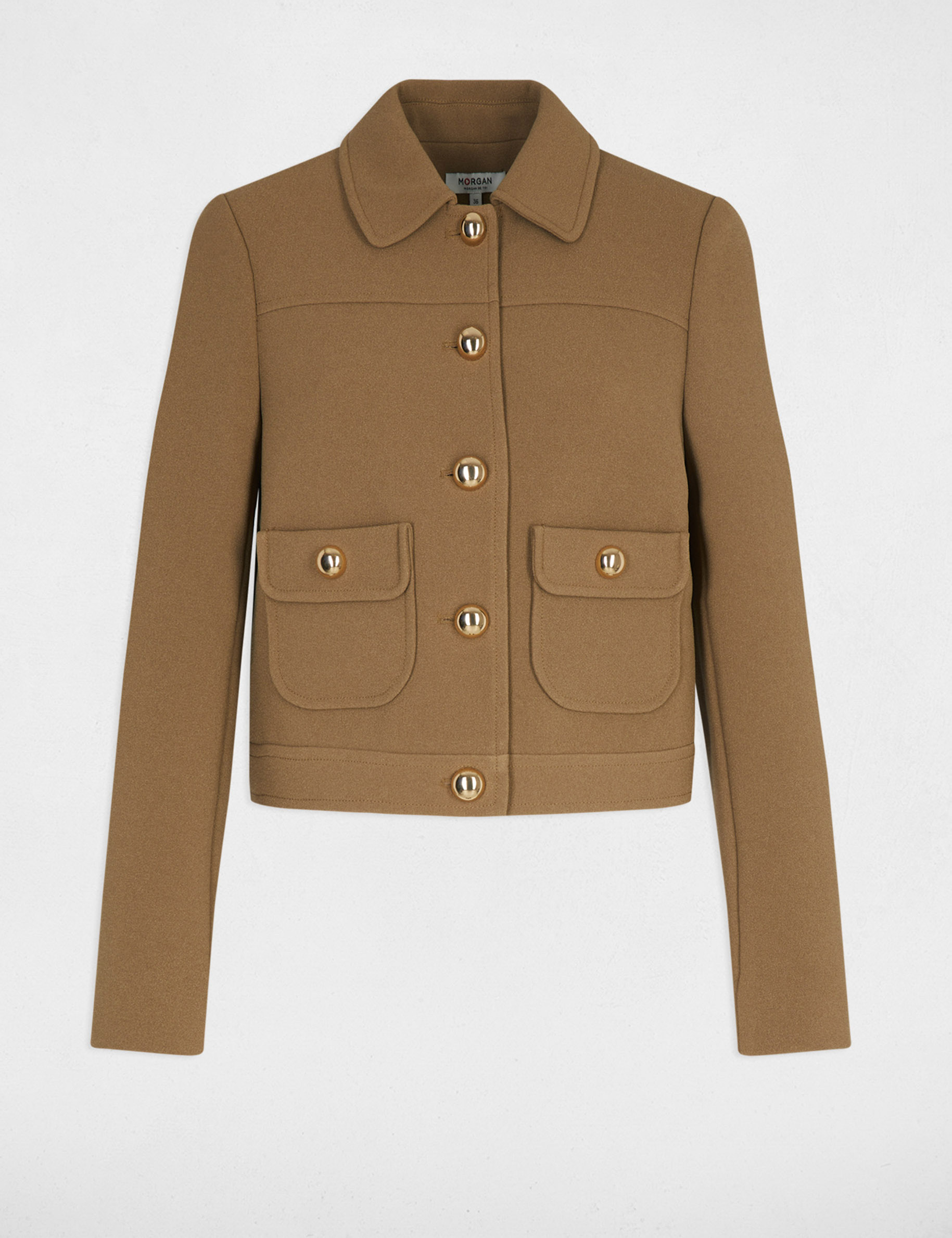 Veste courte manches longues sable femme