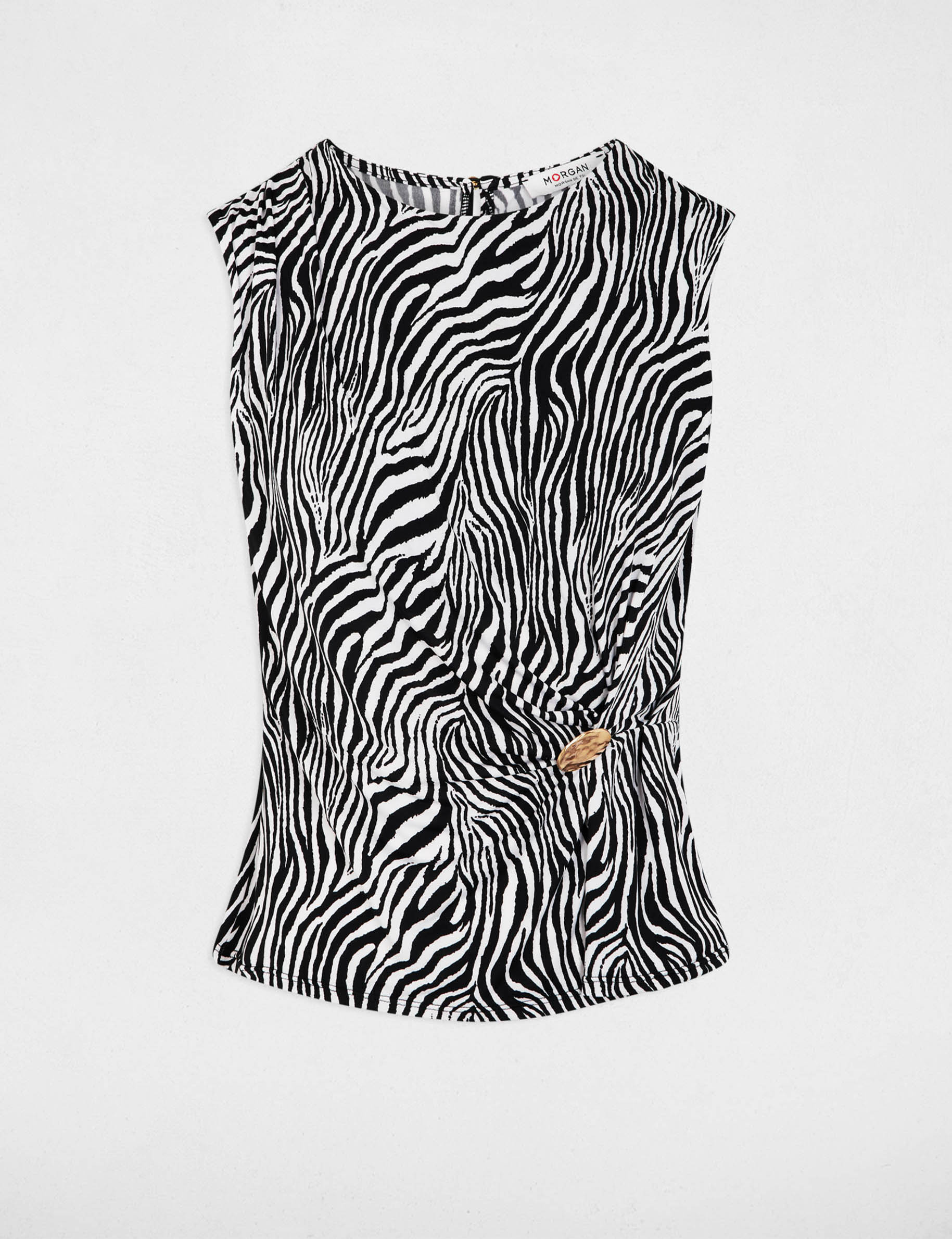 Getailleerd mouwloos T-shirt meerkleurig vrouw