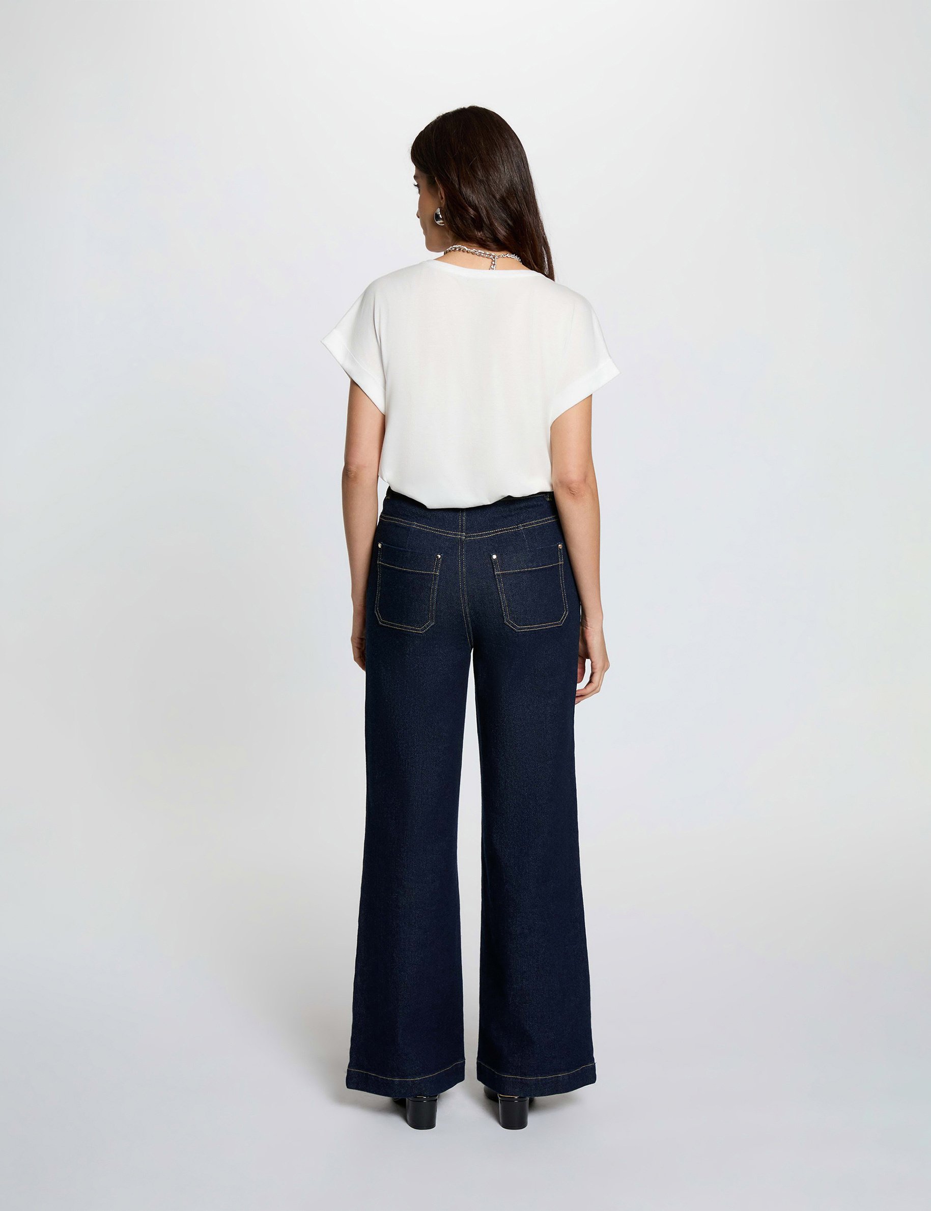 T-shirt met ronde hals helder wit vrouw