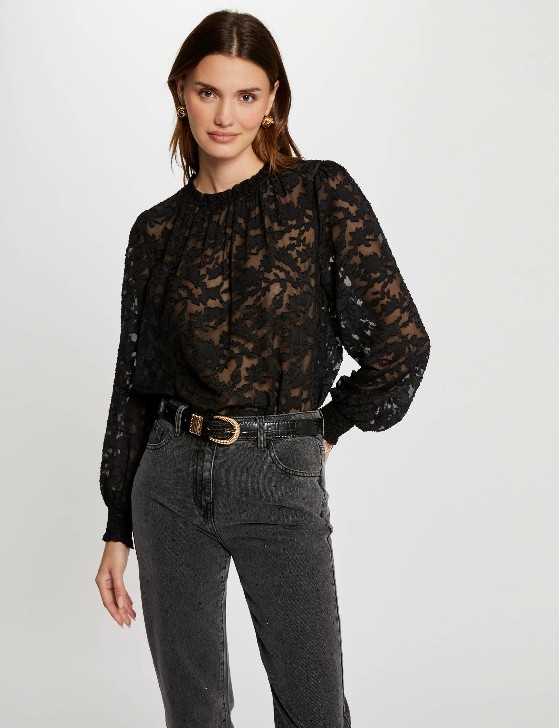 top manches longues dentelle noir femme Top manches longues dentelle noir femme