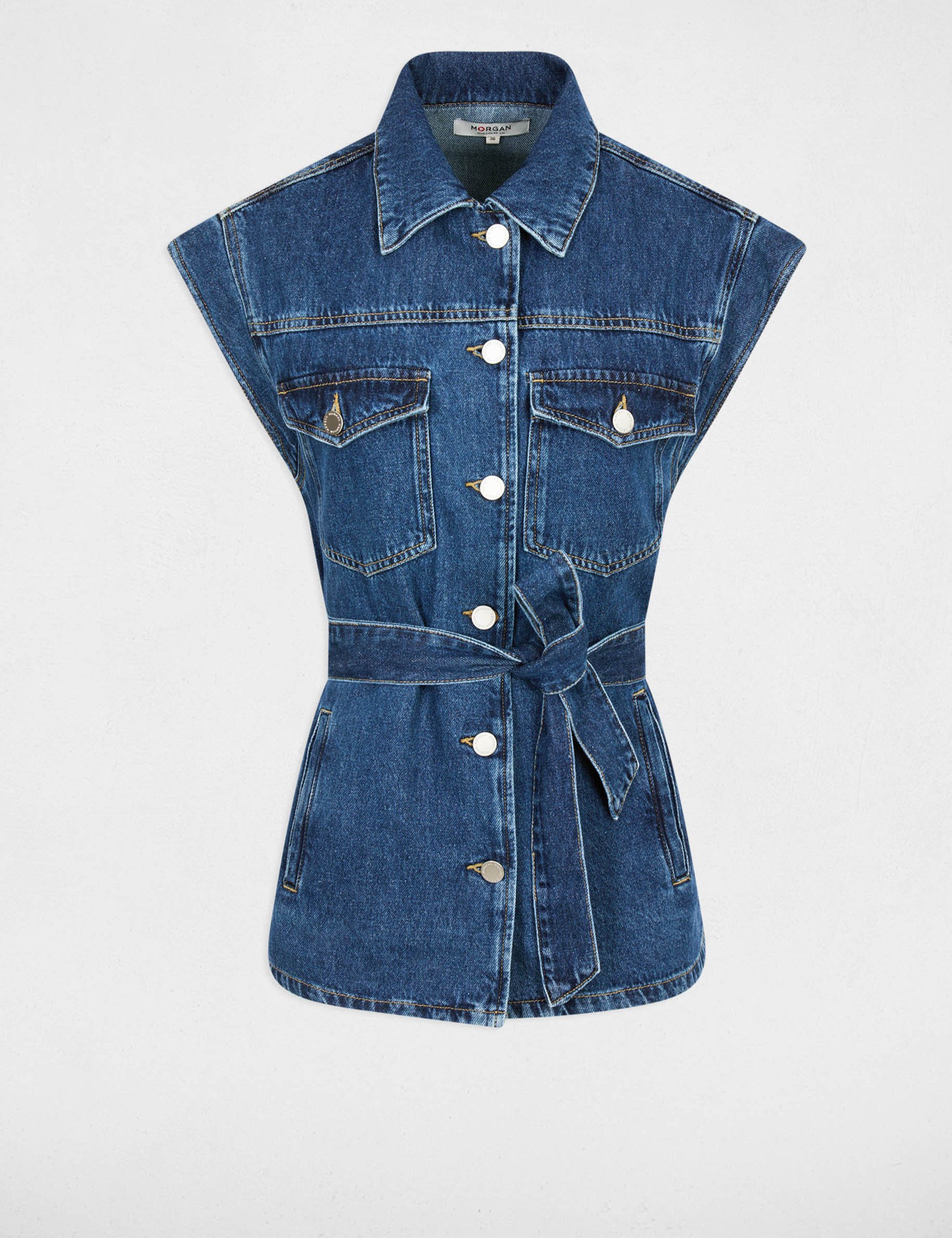 Veste sans manches jean denim brut femme