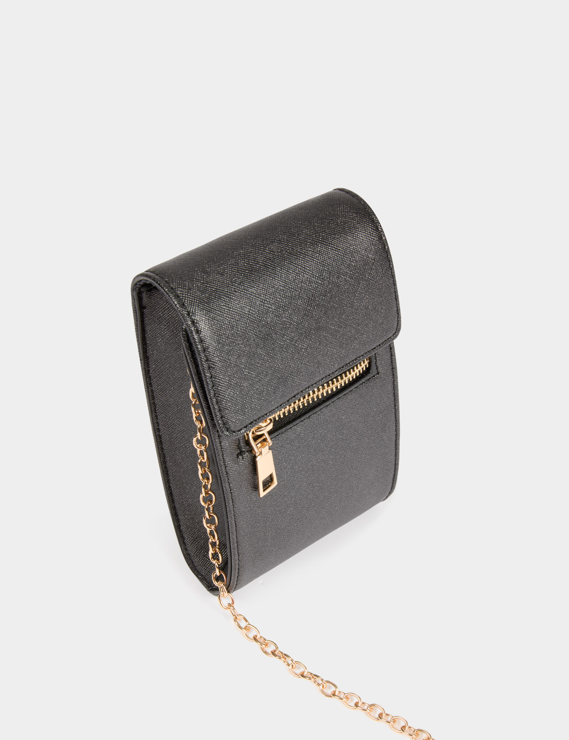 Pochette en cuir noir femme
