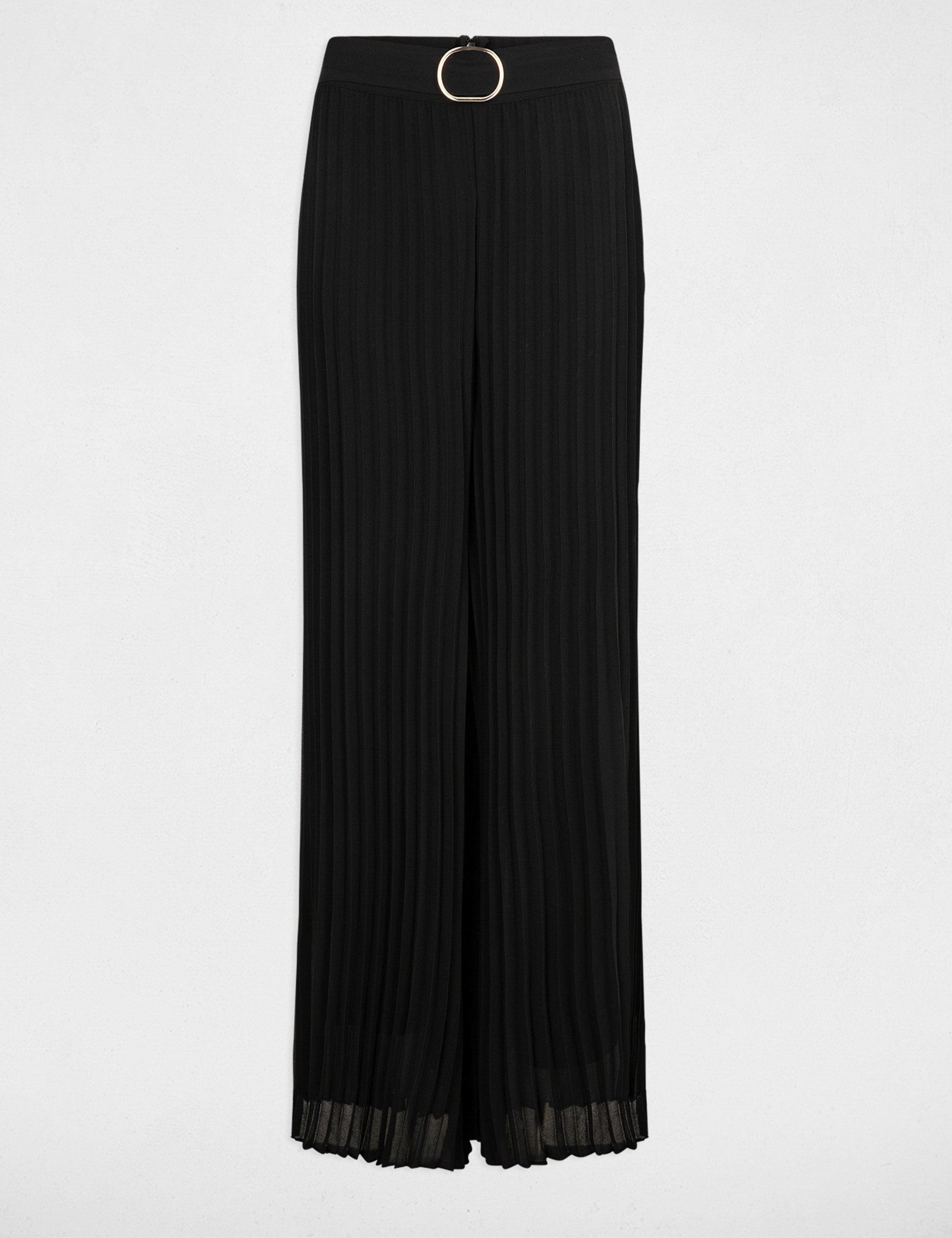 pantalon large fluide plisse noir femme Pantalon large fluide plissé noir femme