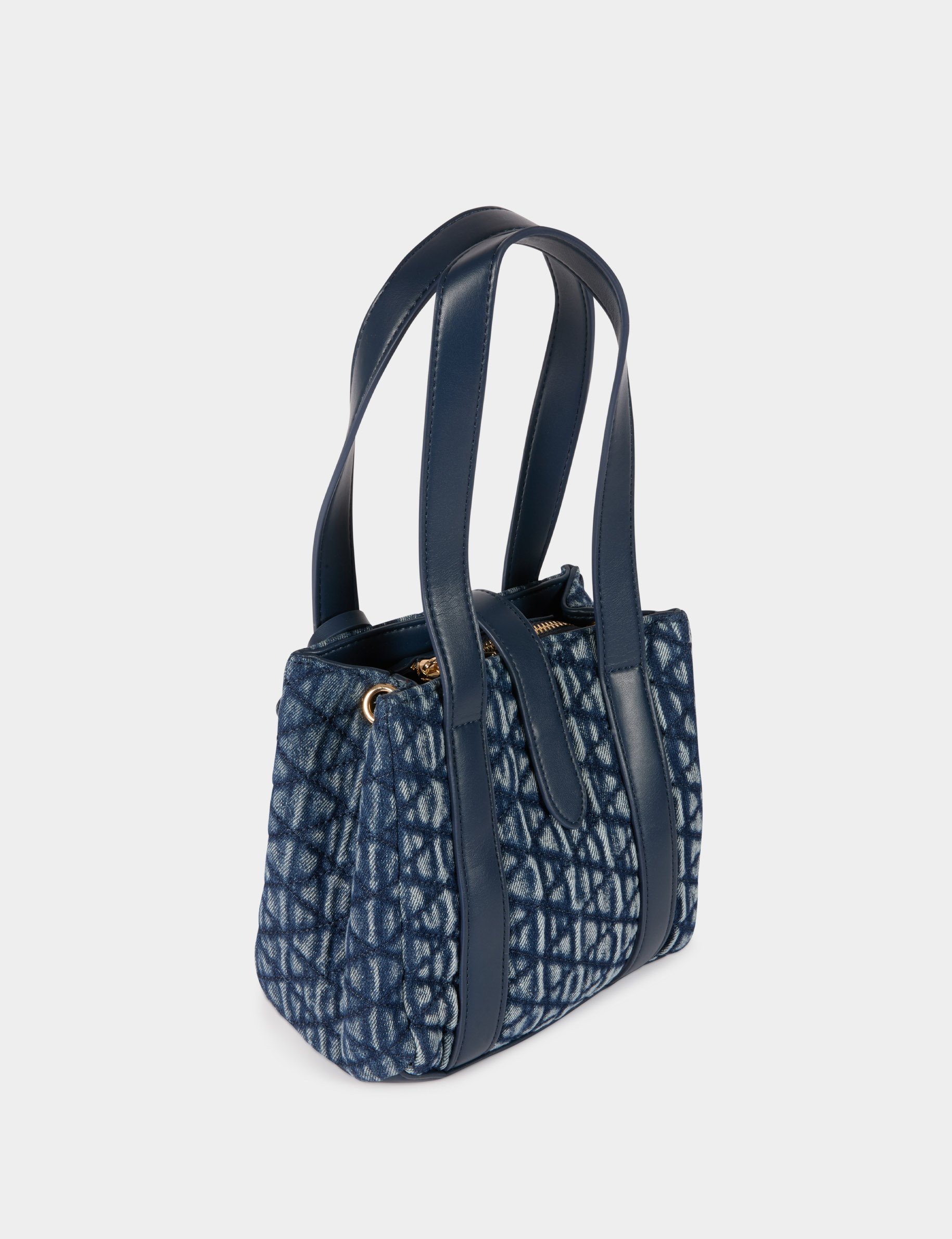 Gewatteerde shopper stone washed denim vrouw