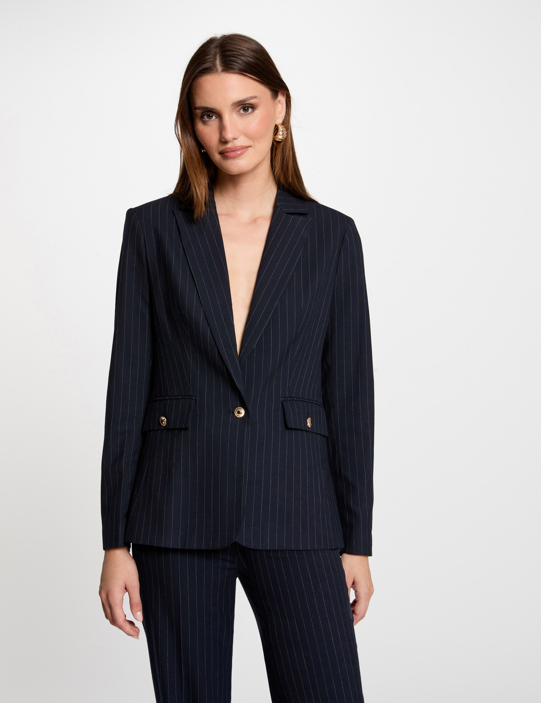 blazer a rayures bleu marine femme Blazer à rayures bleu marine femme