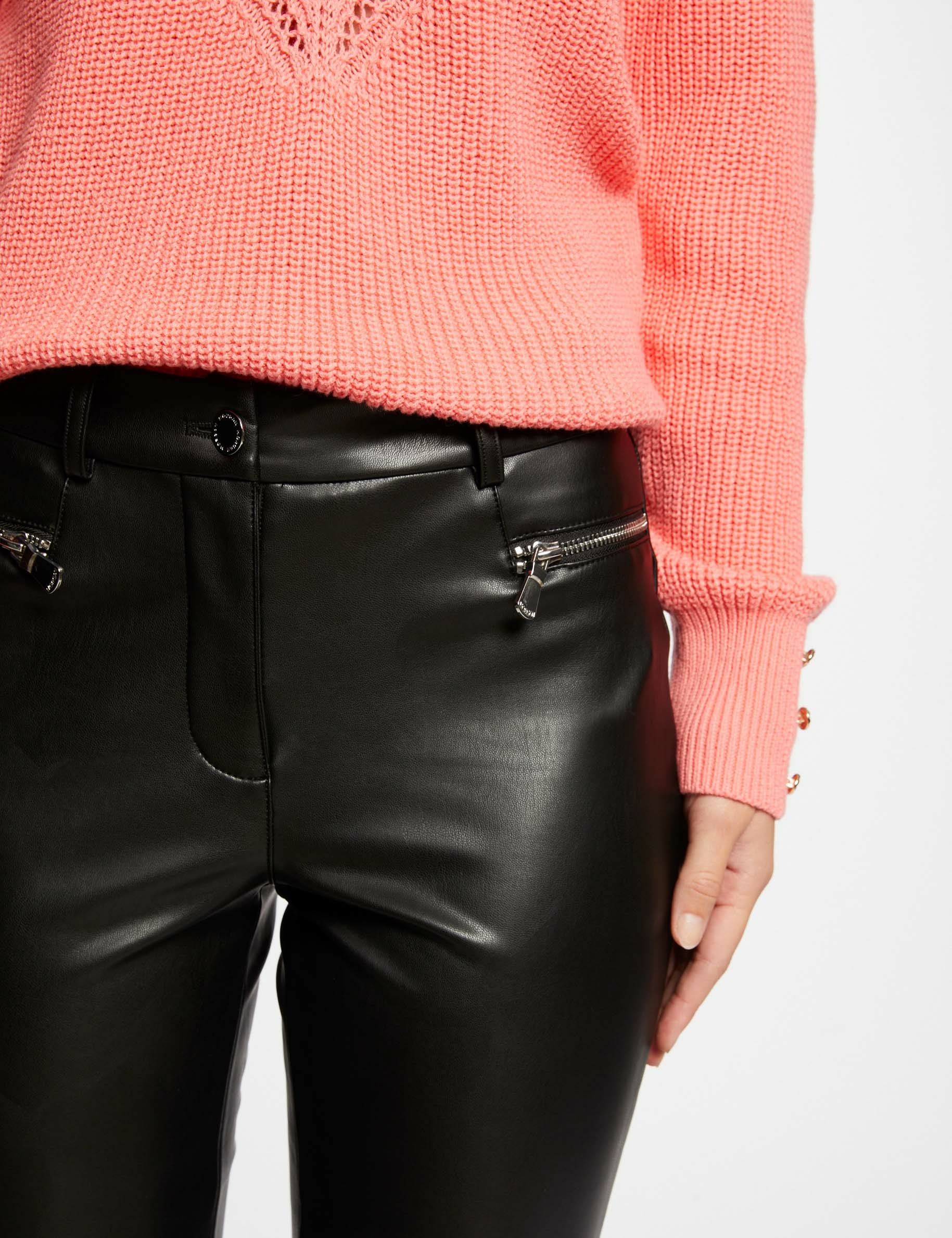 Skinny broek van imitatieleer zwart vrouw